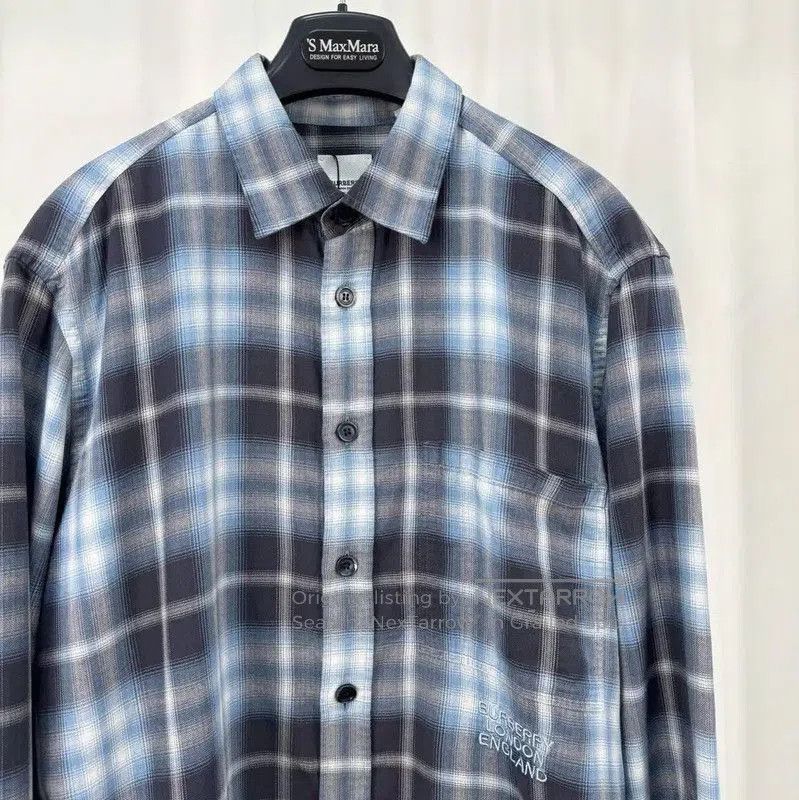 Burberry Burberry Blue Gray Long Sleeve Men's Shirt. Size US XL / EU 56 / 4 - 3 Thumbnail