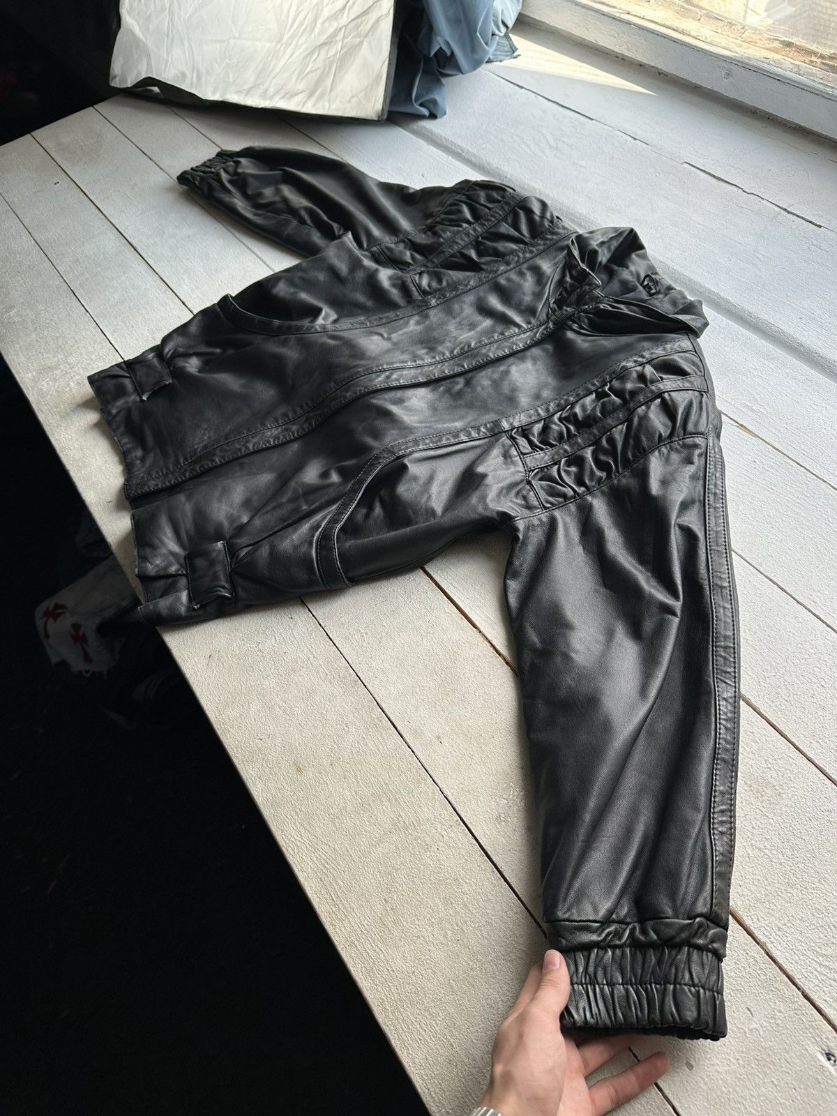 Other 🚨VNTG LEATHER JACKET AVANT GARDE ASYMMETRICAL BLACK MOTO Size US L / EU 52-54 / 3 - 2 Thumbnail