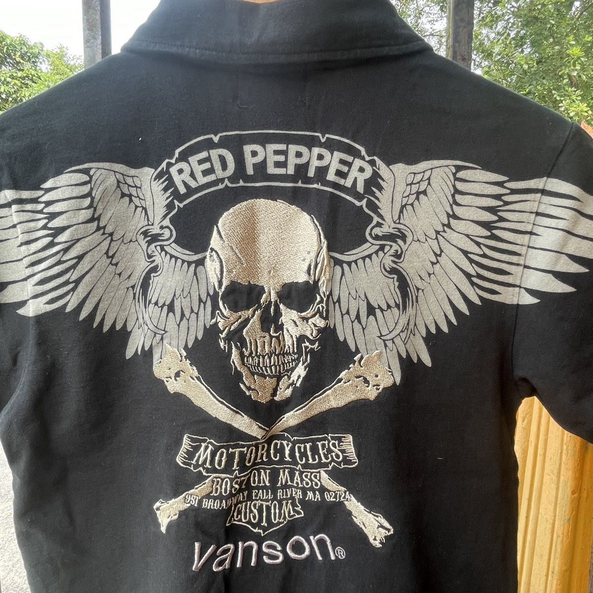 Vanson Leathers 🔥Vanson X Red Pepper Embroidered Big Skulls Polos Shirts Size US S / EU 44-46 / 1 - 6 Thumbnail