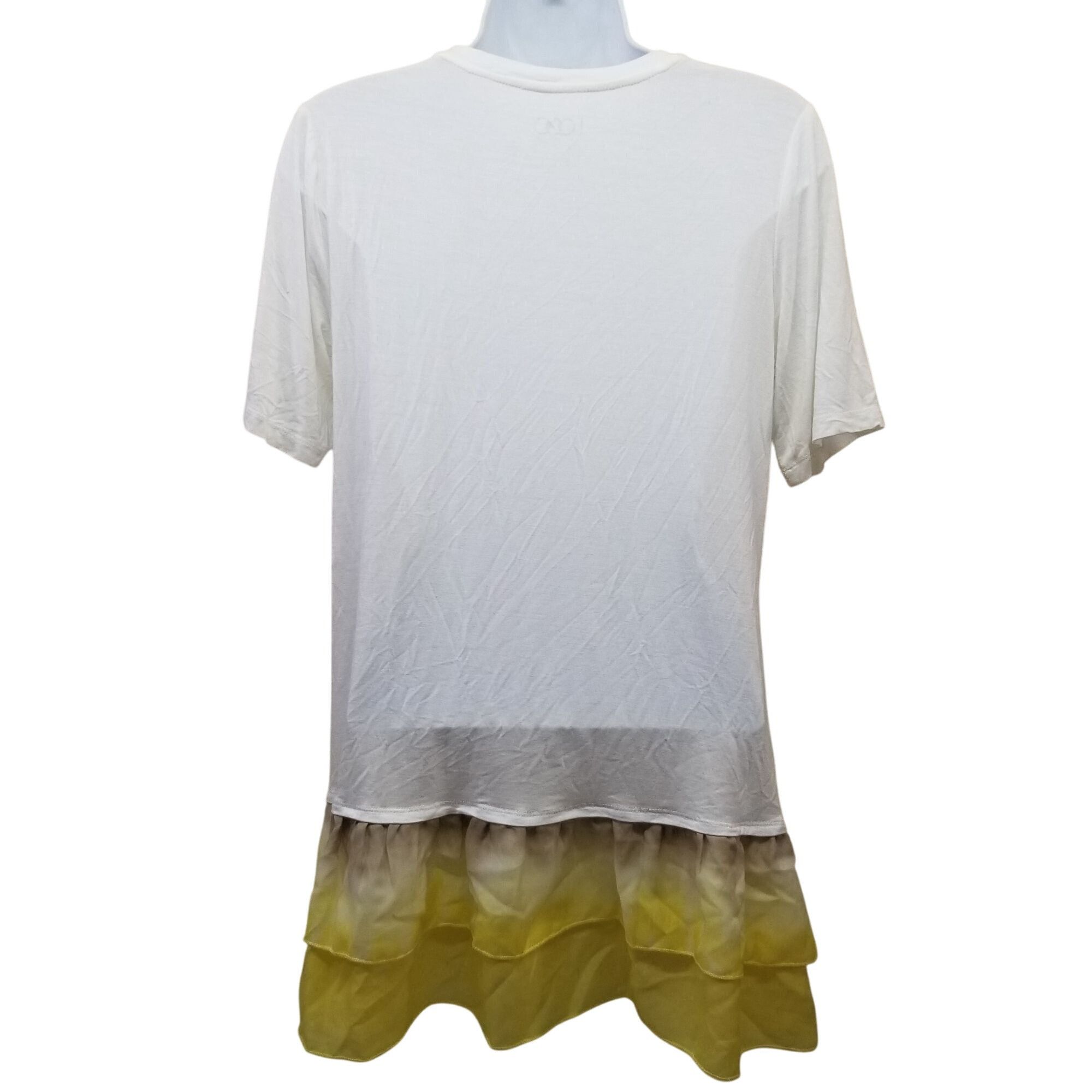 Other LOGO S White Yellow Tunic Top Stretch Knit Ruffle Hem Lori G Size S / US 4 / IT 40 - 4 Thumbnail