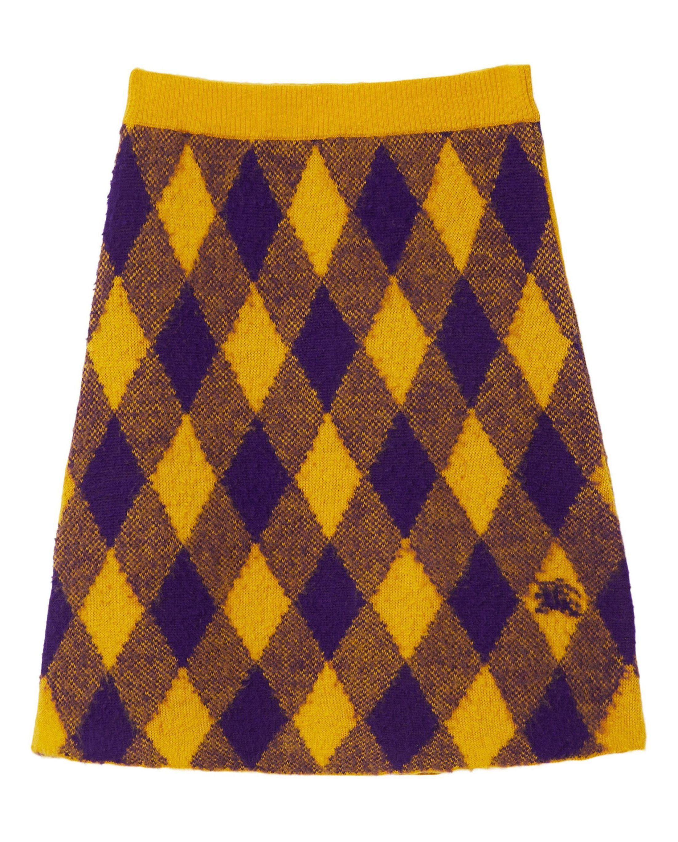 Burberry BURBERRY yellow purple argyle knit wool skirt Daniel Lee Size 30" / US 8 / IT 44 - 1 Thumbnail