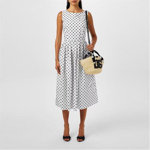 Dolce & Gabbana o1g2r1mq1024 Midi Dresses in Bianco & Black Size M / US 6-8 / IT 42-44 - 4 Thumbnail