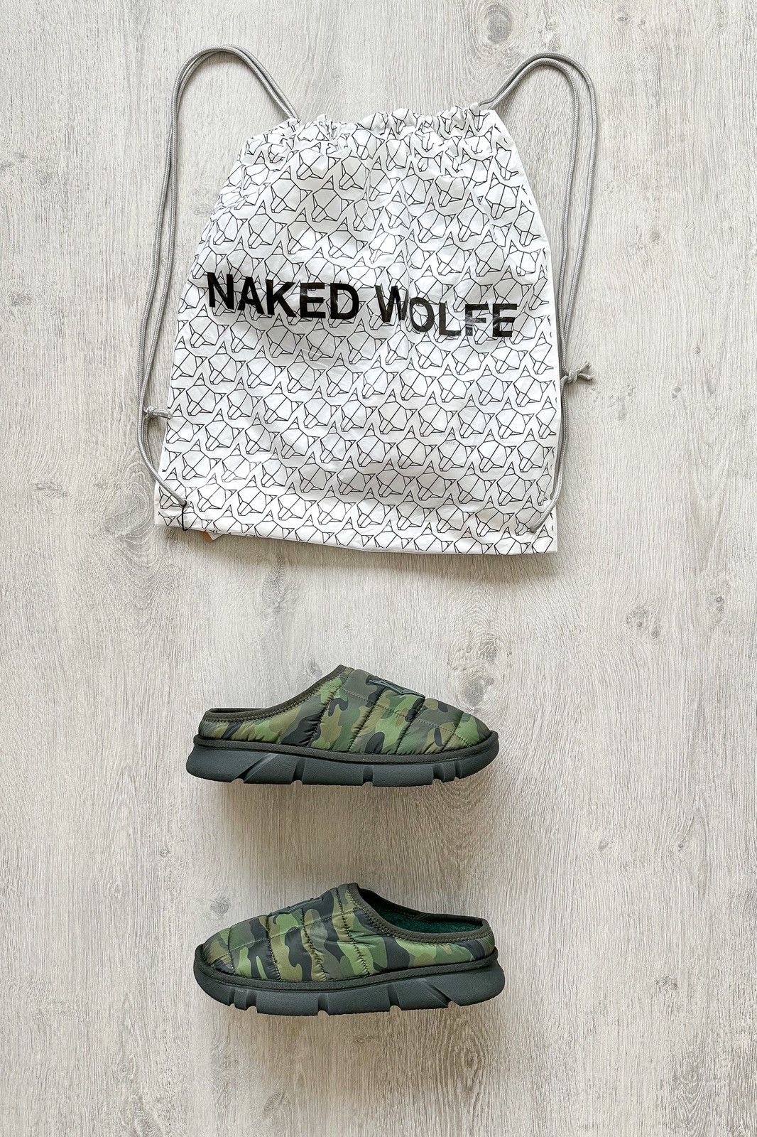 NAKED WOLFE NAKED WOLFE Montana Green Army Camp Padded Sandals Slide Size US 7 / EU 40 - 1 Thumbnail