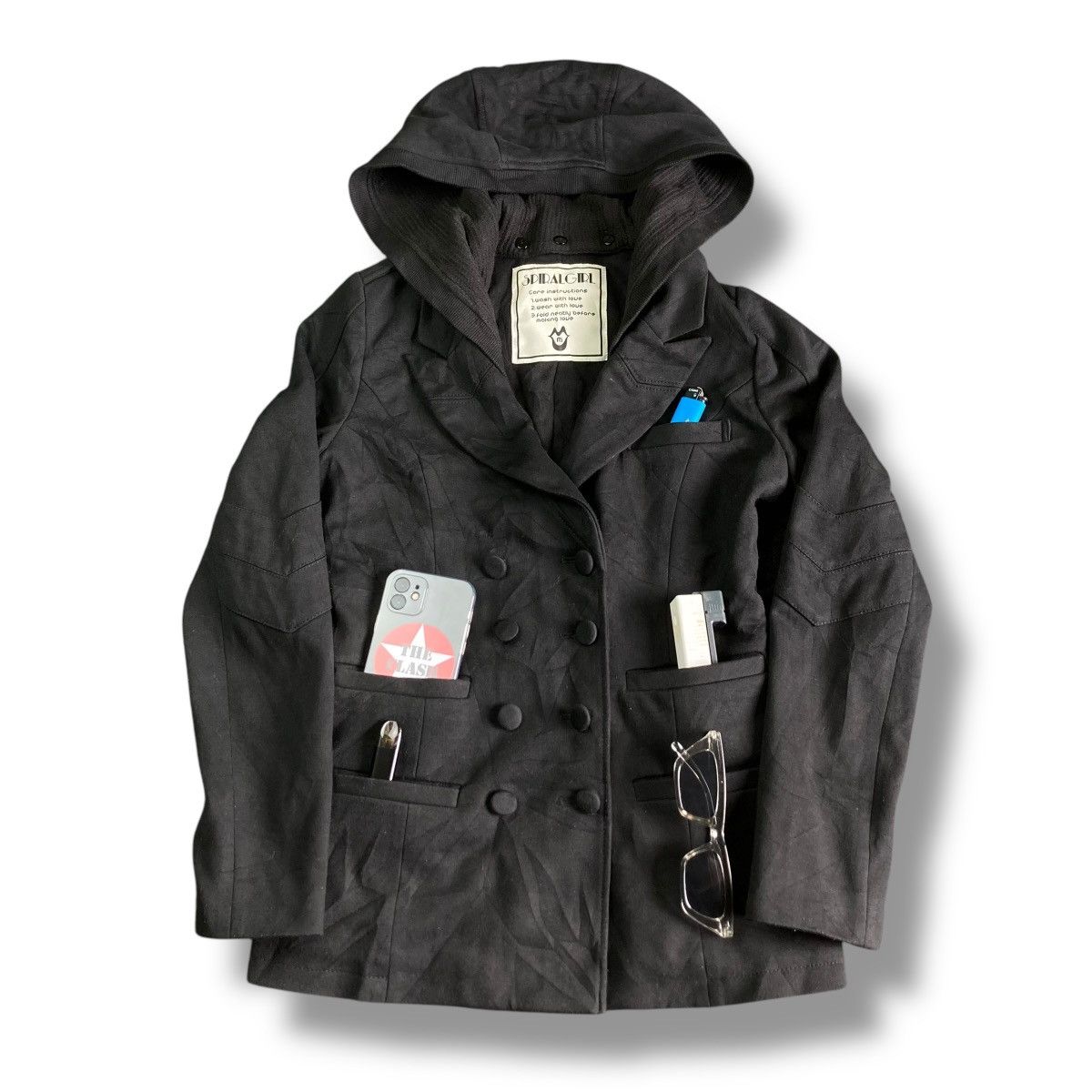 If Six Was Nine × Japanese Brand × Le Grande Bleu (L.G.B.) 🇯🇵 SPIRAL GIRL MULTIPOCKET PUNK GOTHIC HEAVY COAT JACKET Size M / US 6-8 / IT 42-44 - 1 Thumbnail