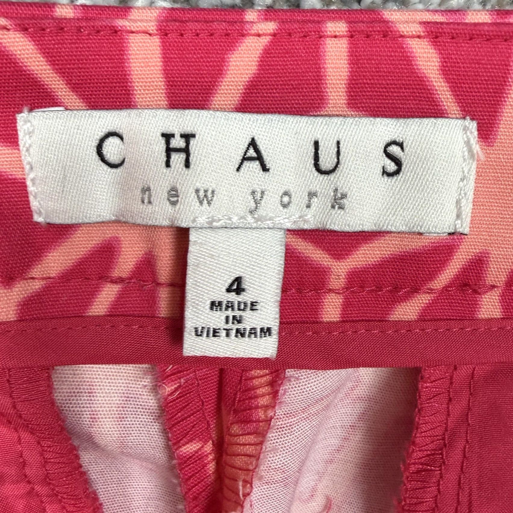 Vintage Chaus Pink Geometric Ankle Pants Womens 4 Regular Stretch Twill Cotton Spandex Boho Preppy Casual Size 27" / US 4 / IT 40 - 6 Thumbnail