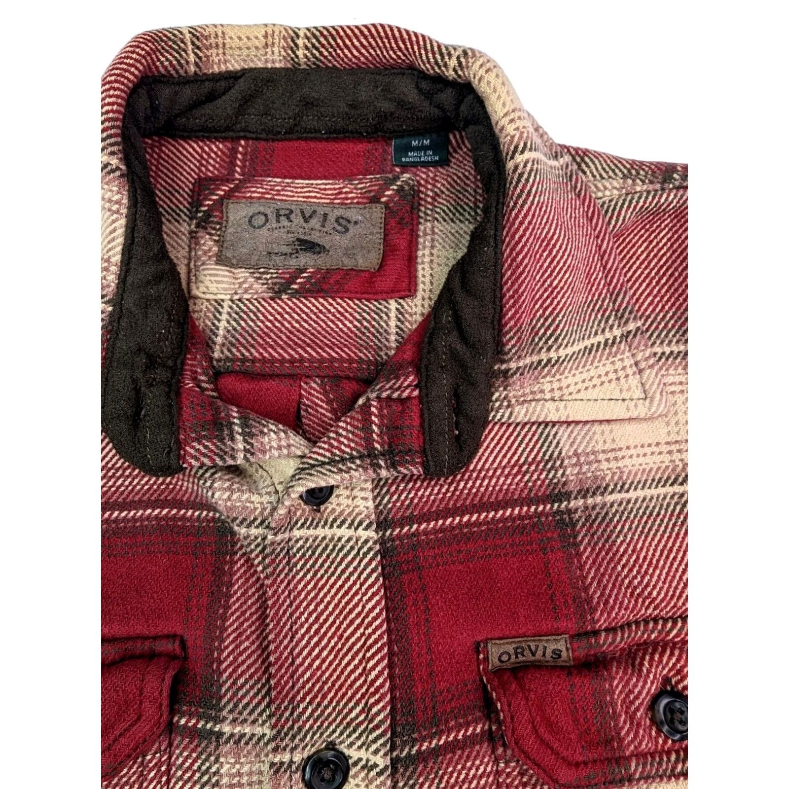 Orvis Orvis Plaid Heavy Flannel Shirt Jacket Men MED Red Check Button-Up Shacket Size US M / EU 48-50 / 2 - 2 Thumbnail