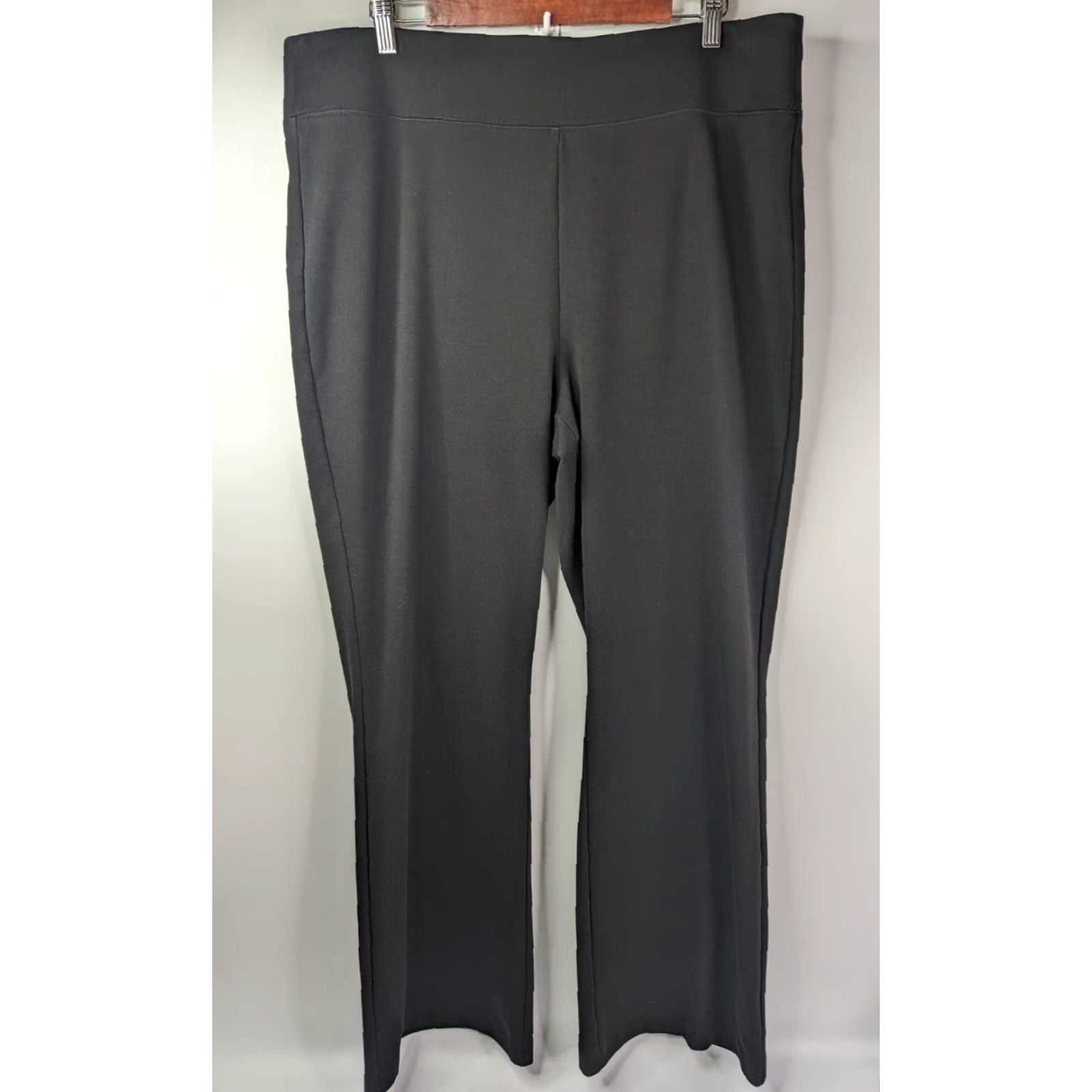 Vintage Susan Graver Pants Women's XL Lounge Pull On Black Solid Stretch Casual Straight Vintage? No. Size 40" / US 18 - 2 Thumbnail