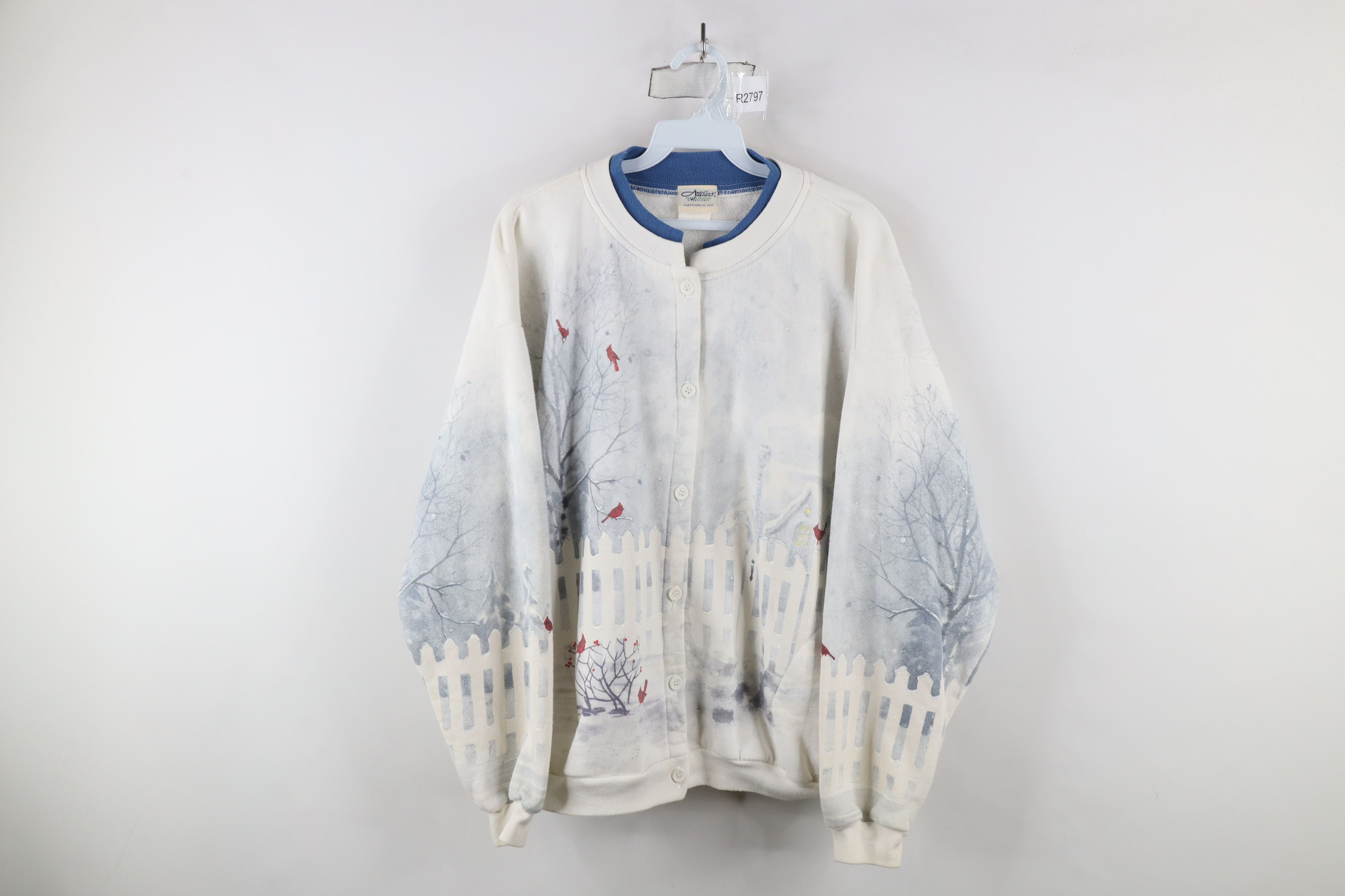 Vintage Vintage 90s Streetwear All Over Print Cardigan Sweatshirt Size L / US 10 / IT 46 - 1 Thumbnail