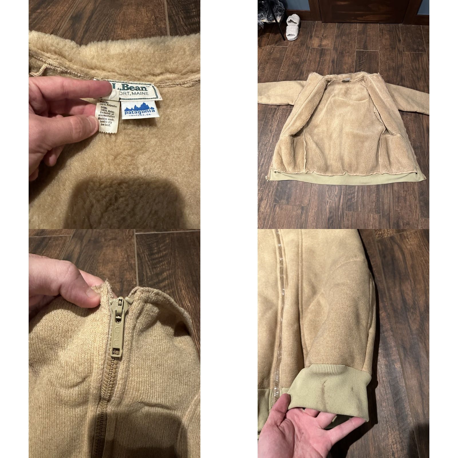 Patagonia VINTAGE Patagonia x LL Bean Fleece Jacket Deep Pile Oatmeal Large Men Size US L / EU 52-54 / 3 - 8 Thumbnail