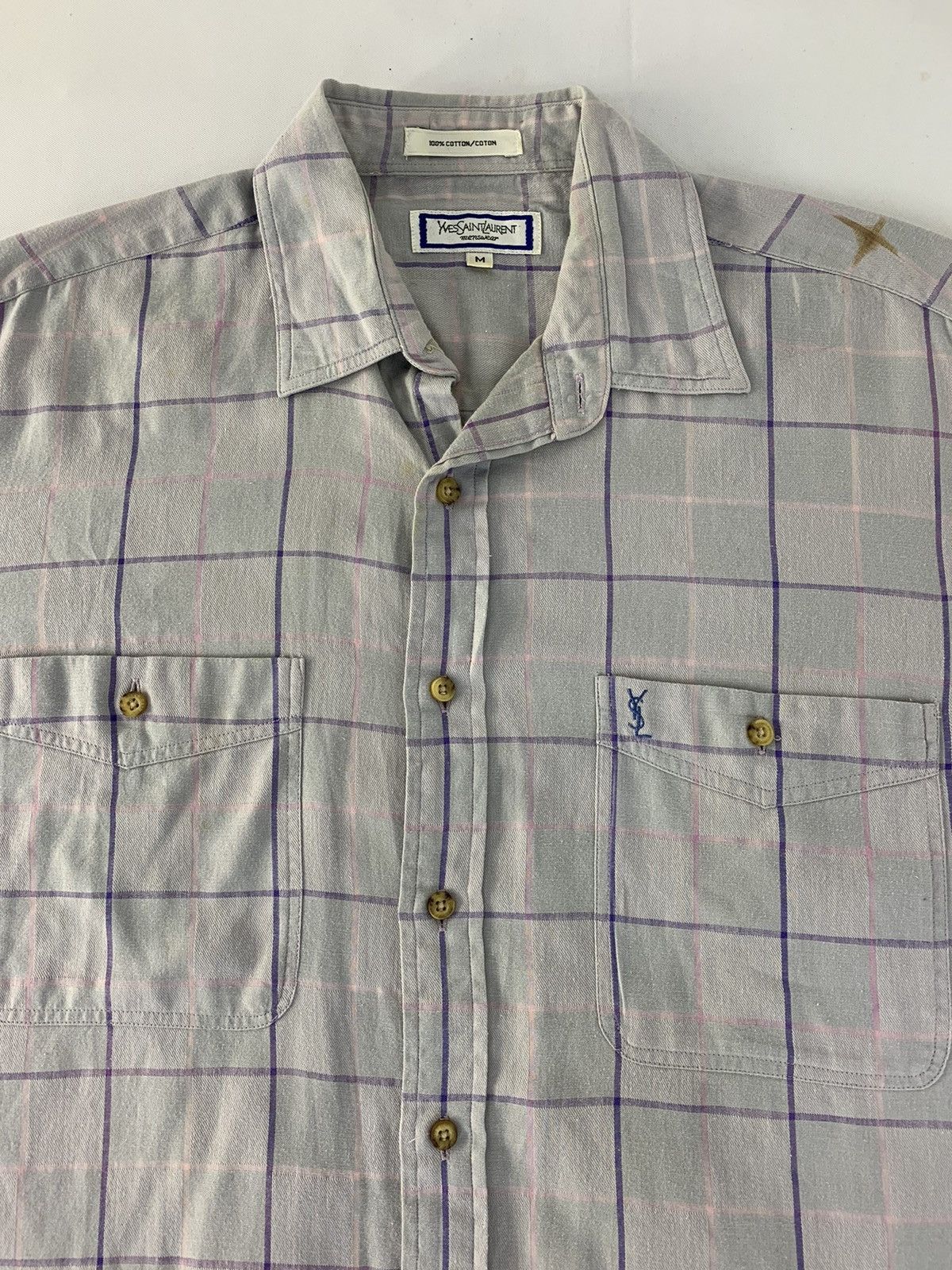 Yves Saint Laurent Vintage YSL Saint Laurent Menswear Checked Button Up Shirt Size US M / EU 48-50 / 2 - 4 Thumbnail