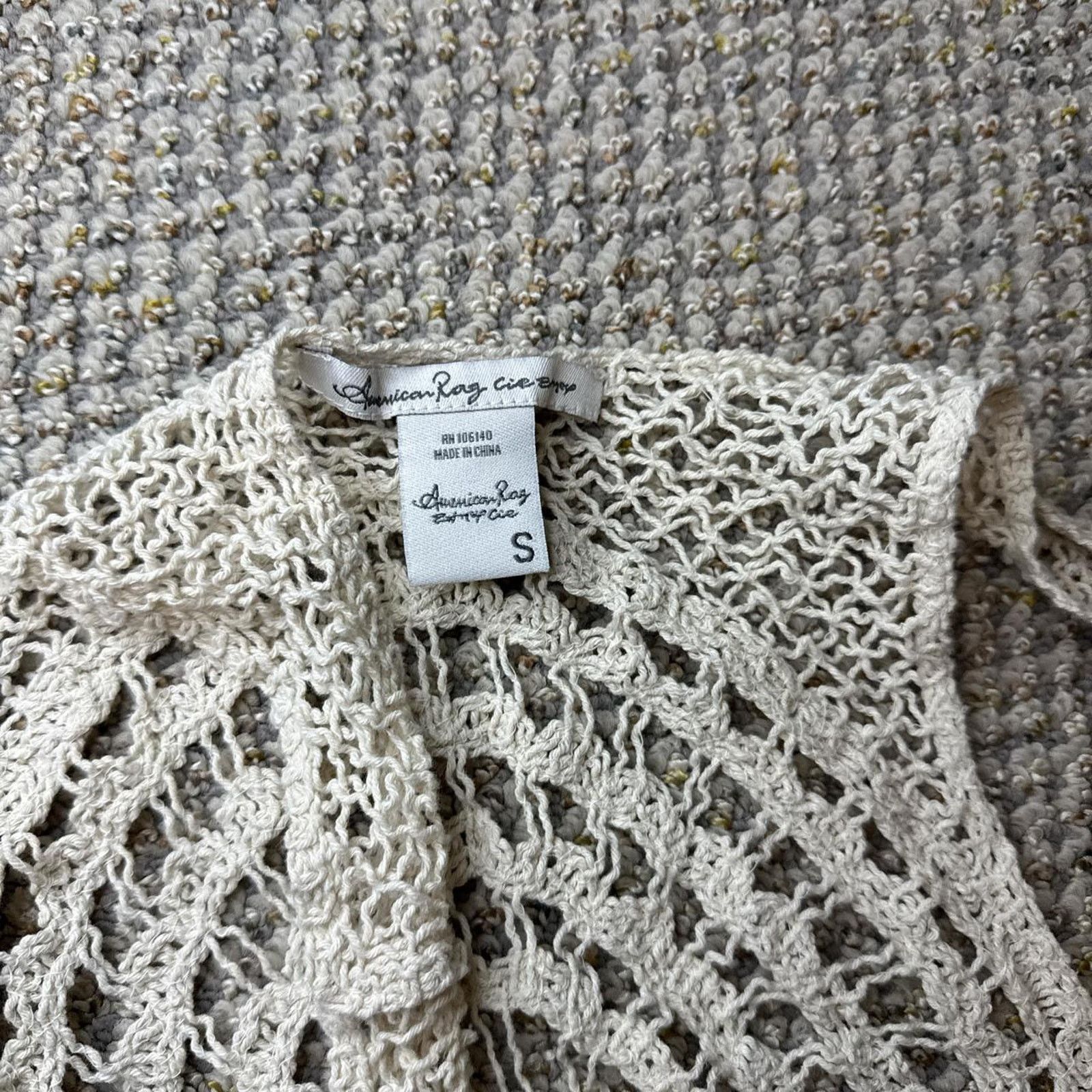 American Rag Cream vintage sheer embroidered lace vest crochet duster Size S / US 4 / IT 40 - 6 Thumbnail