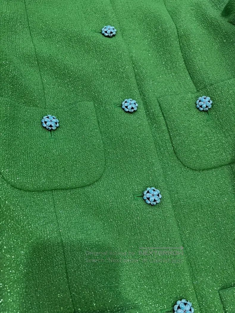 Chanel Chanel Flower button green shirt sleeve jacket Size XS / US 0-2 / IT 36-38 - 4 Thumbnail