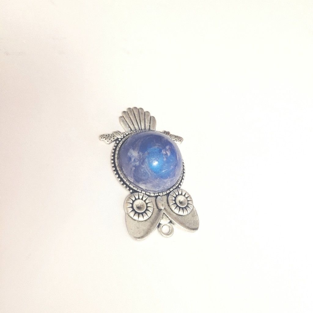 Handmade Blue & purple swirl resin owl pendant Size ONE SIZE - 5 Thumbnail