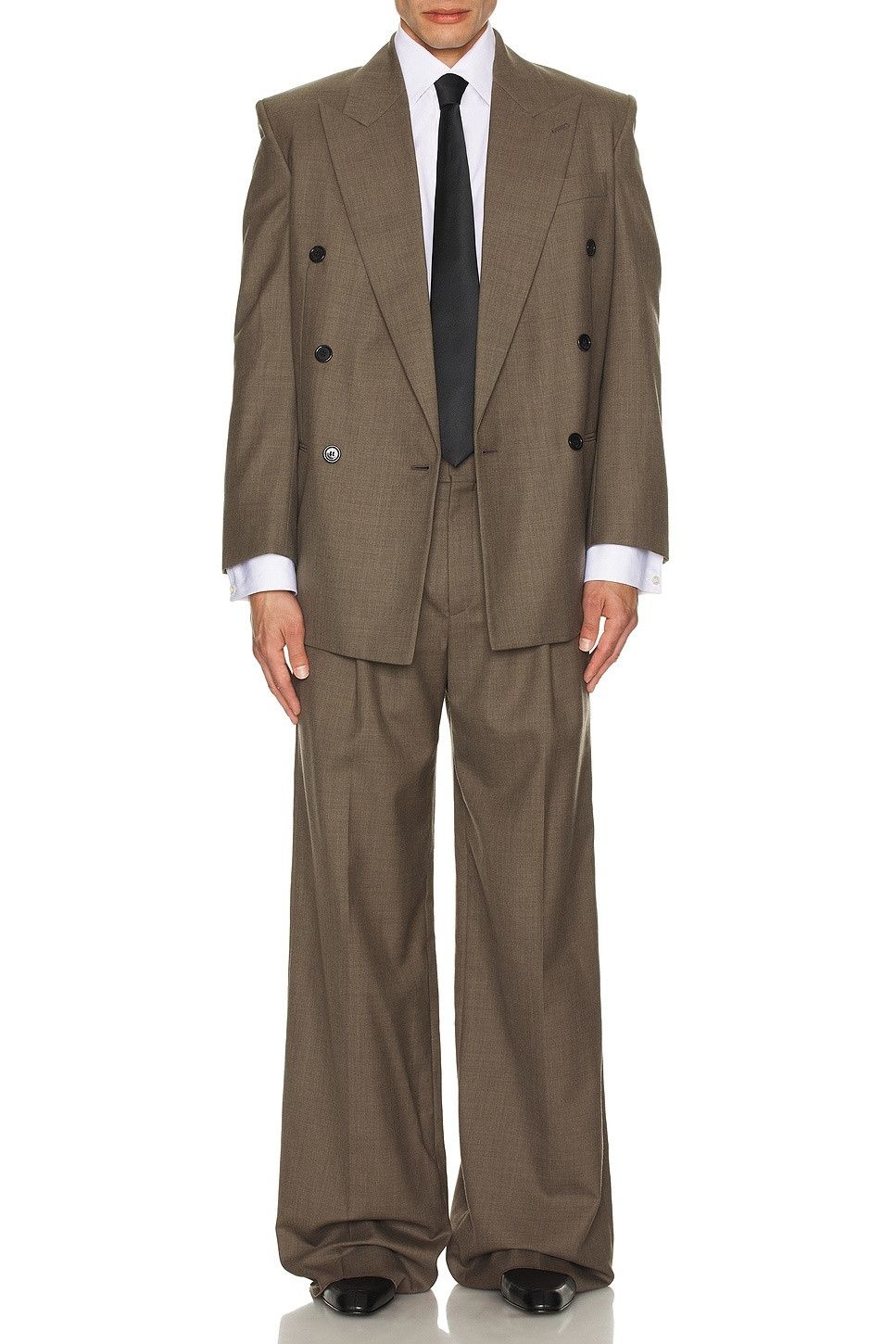 Saint Laurent Paris o1s22i1n0425 Double-breasted Wool Fresco Blazer Taupe Chine Size US M / EU 48-50 / 2 - 5 Thumbnail