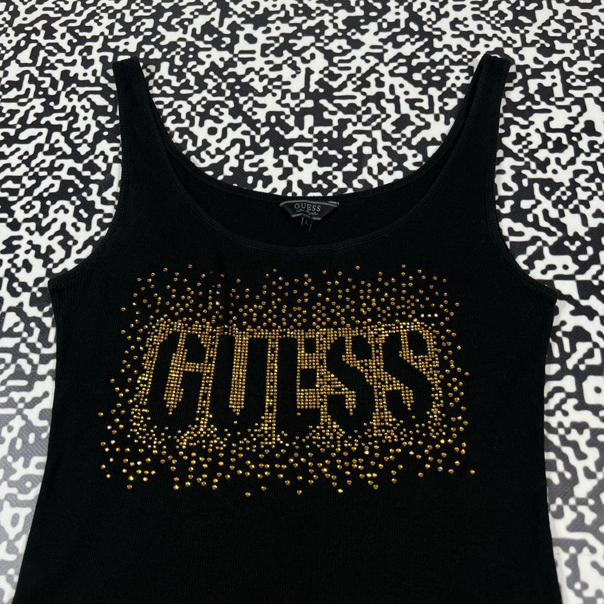 Guess Vintage Y2K GUESS Rhinestones Logo Sexy Retro Style Tank Top Size L / US 10 / IT 46 - 4 Thumbnail