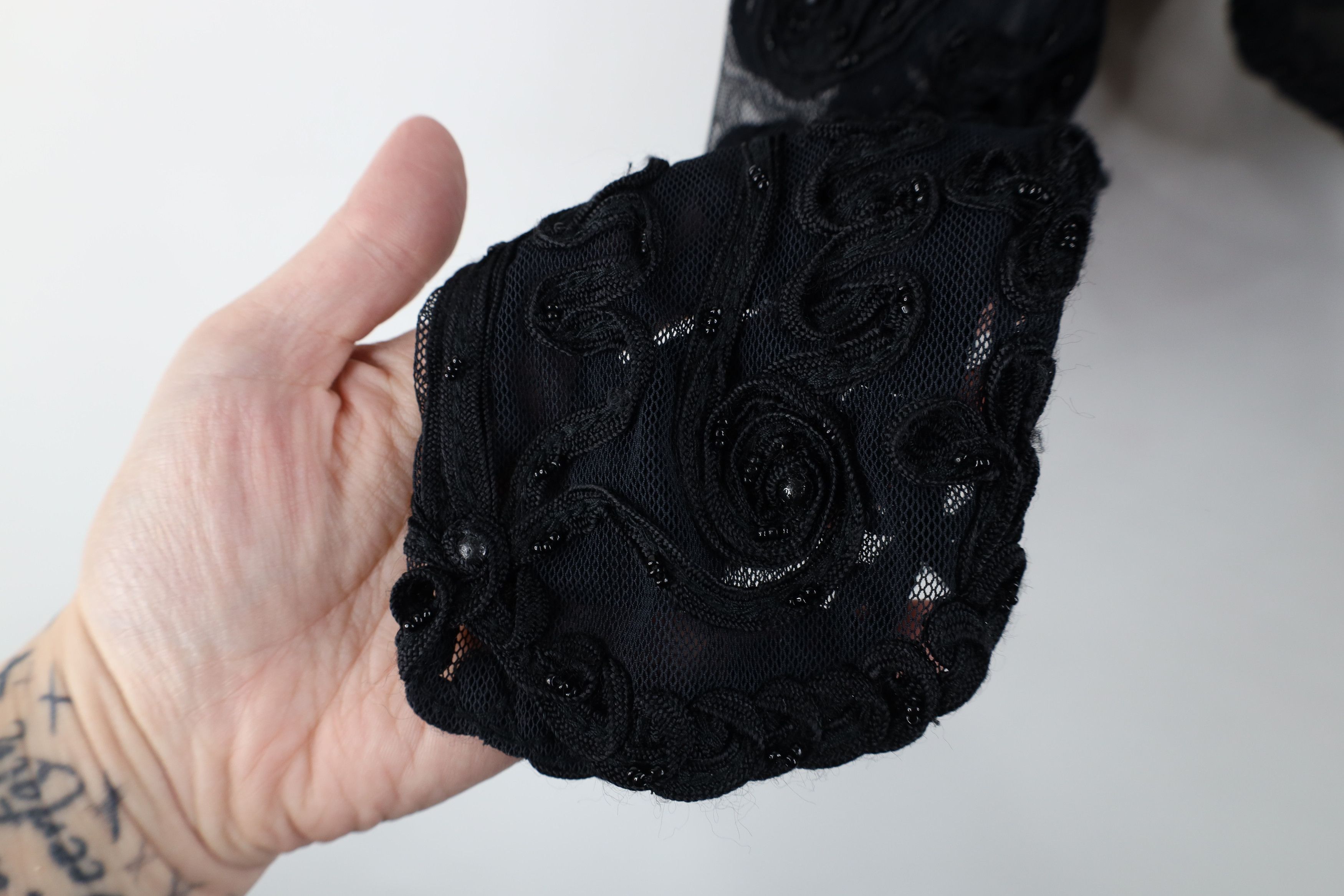 Vintage Vintage 90s Cache Sheer Lace Button Cardigan Sweater Black Size L / US 10 / IT 46 - 5 Thumbnail