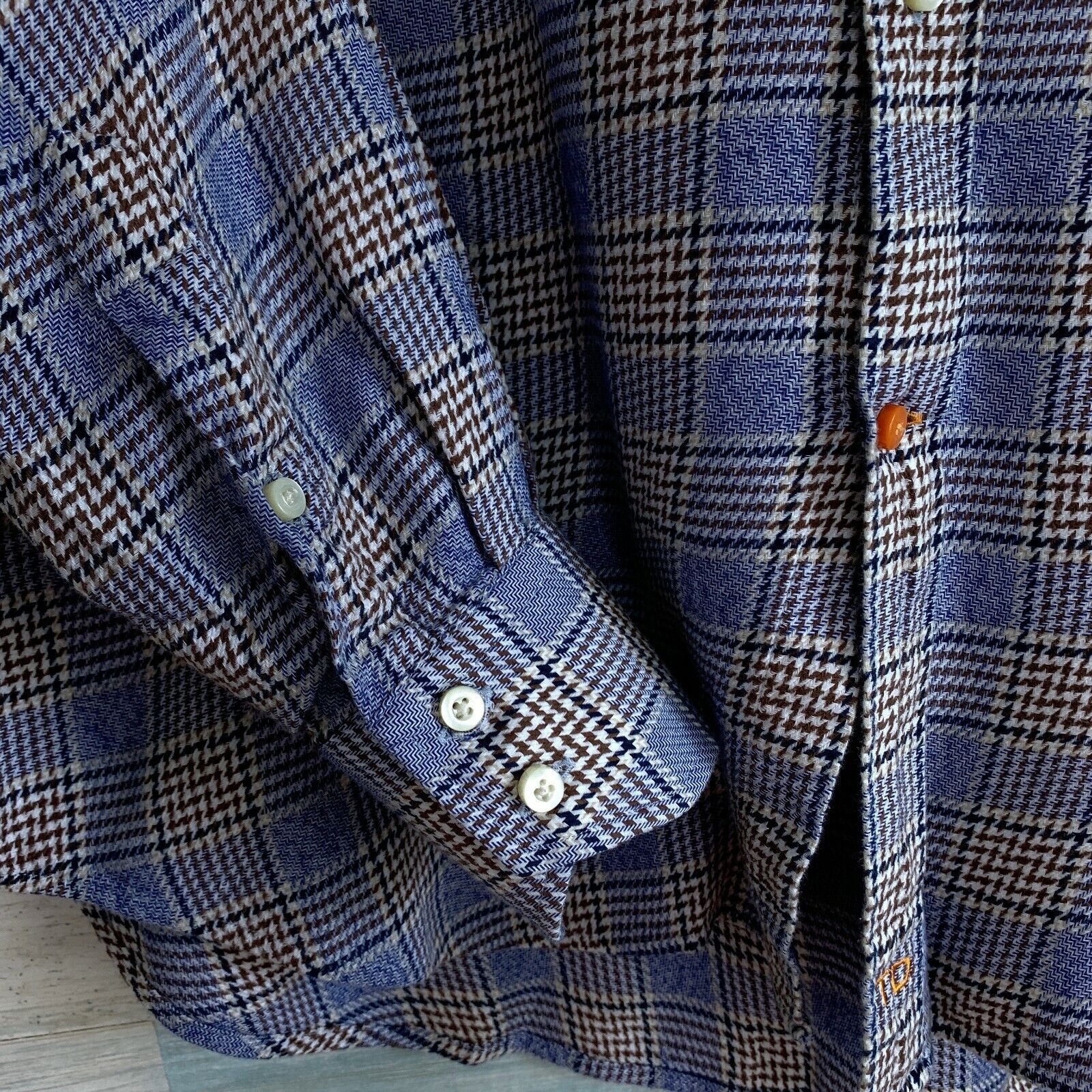 Thomas Dean Thomas Dean Basketweave Check Shirt Blue Button Up Mens L Size US L / EU 52-54 / 3 - 3 Thumbnail