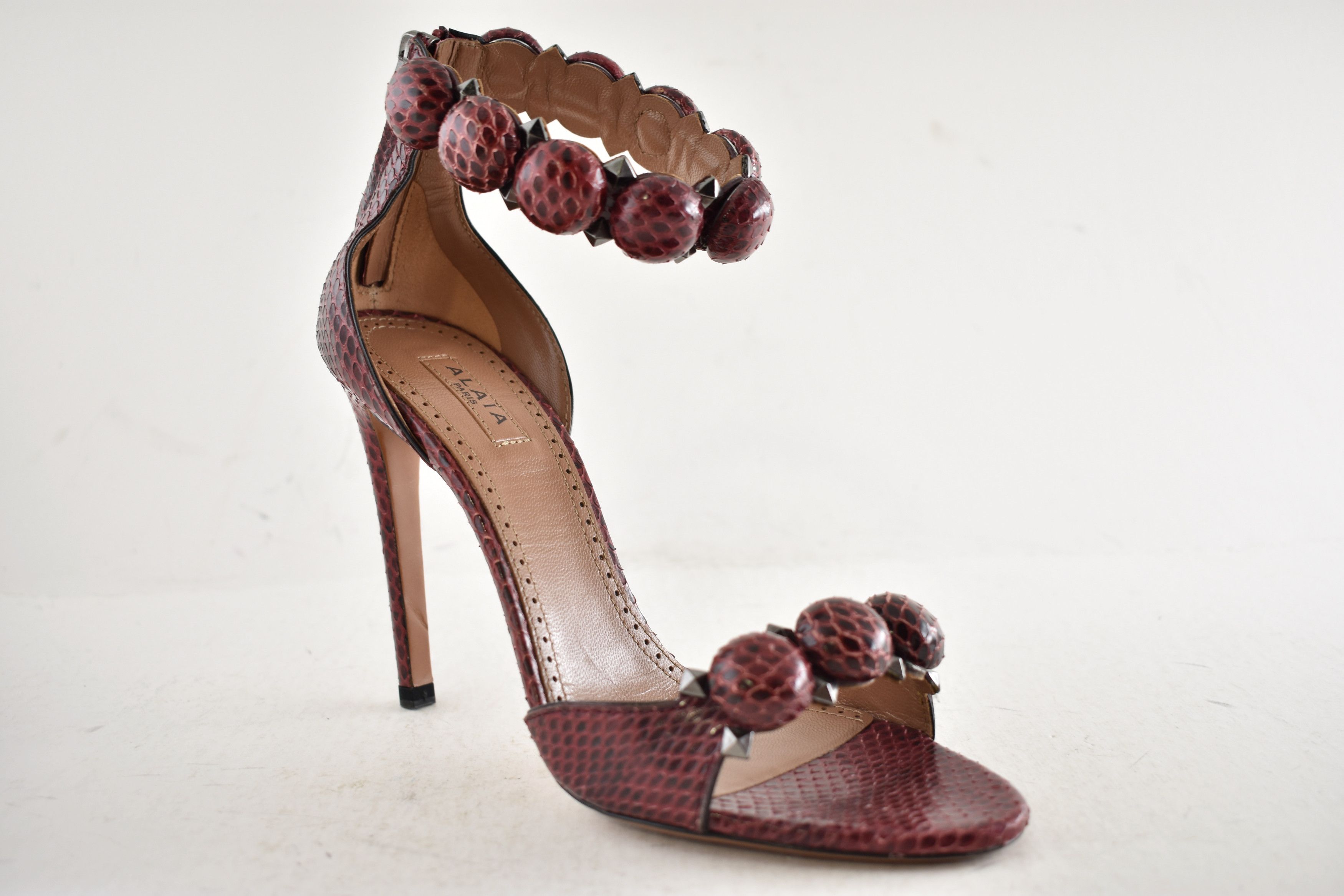 Alaia Alaia Bombe 110m Snakeskin Ankle Strap Sandal Heel Pump 36.5 Size US 6.5 / IT 36.5 - 4 Thumbnail