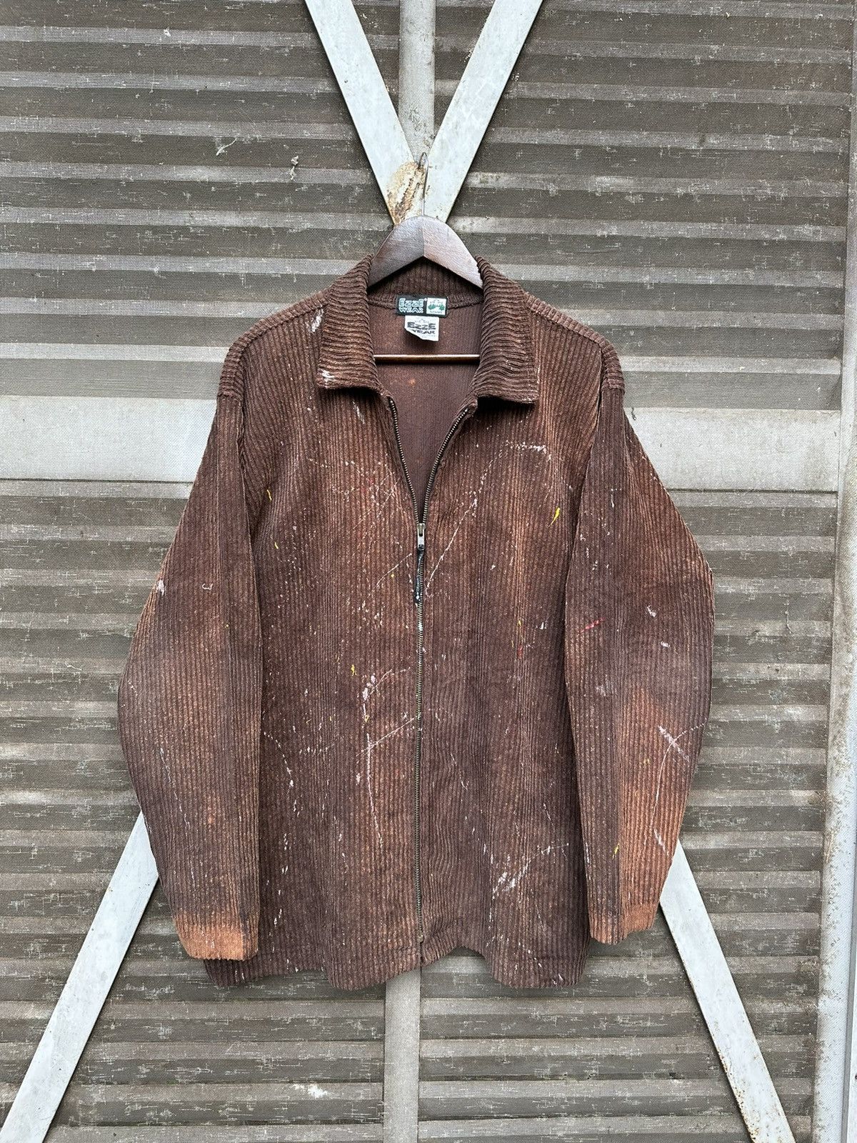 Vintage VTG THRASHED EZZE WEAR BROWN CORDUROY PAINT SPLATTER JACKET Size US XL / EU 56 / 4 - 4 Thumbnail