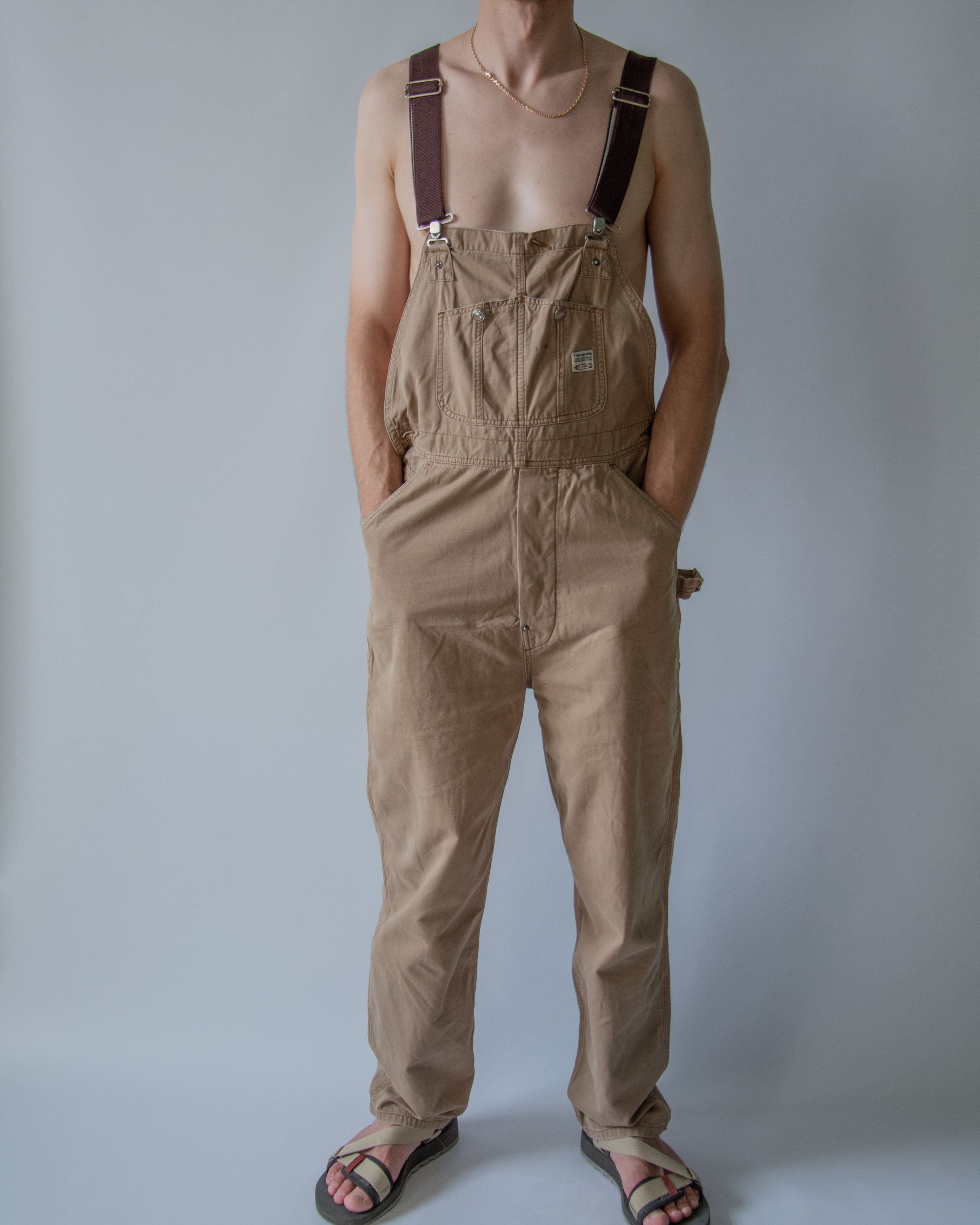 image of G Star Raw x Overalls Craft Overall / Workwear Bib Jumpsuit in Sand, Men's (Size 32)