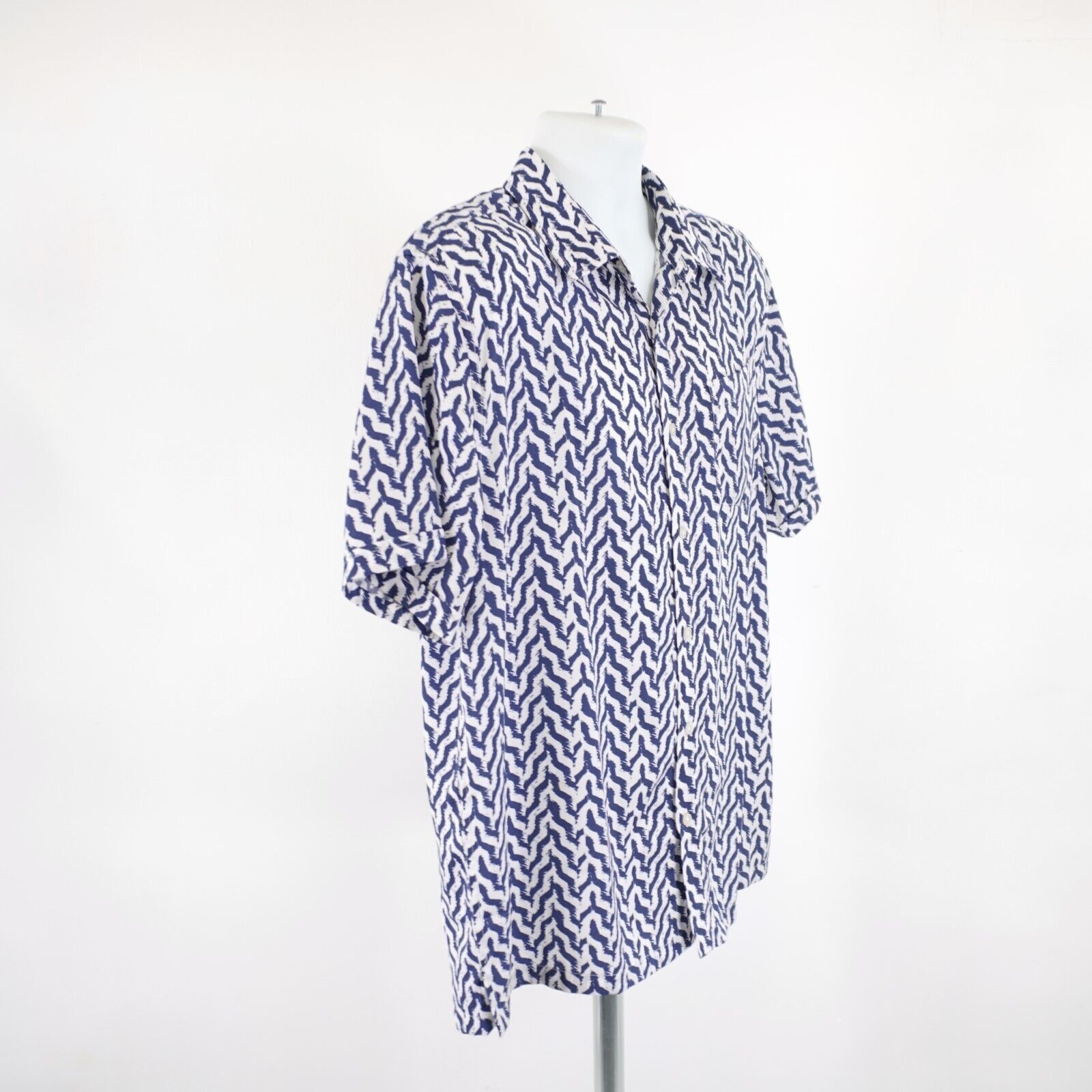 Designer Triton Blue White Zebra Striped Large Stretchy Polyester Dre Size US L / EU 52-54 / 3 - 9 Thumbnail