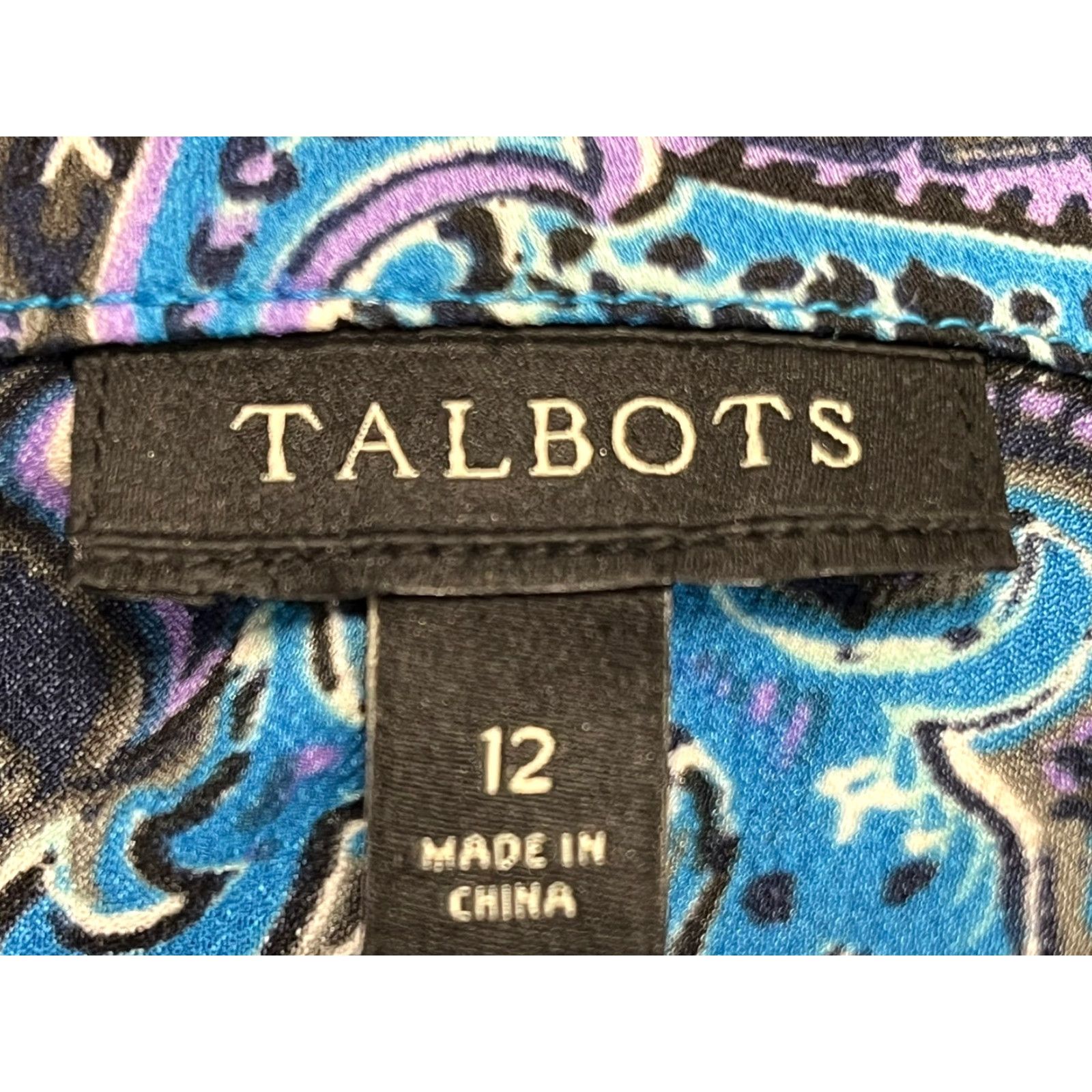 Talbots Talbots Blouse Top Womens 12 Sleeveless Funnel Neck Polyester Multicolor Classic Paisley Shirt Size XL / US 12-14 / IT 48-50 - 7 Thumbnail