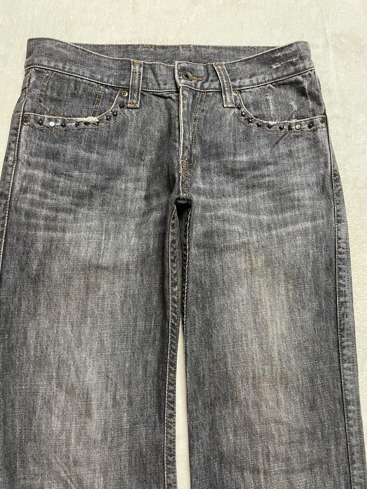 Japanese Brand Vintage Comme Ca Collection Distress Faded Studded Size US 33 - 2 Thumbnail