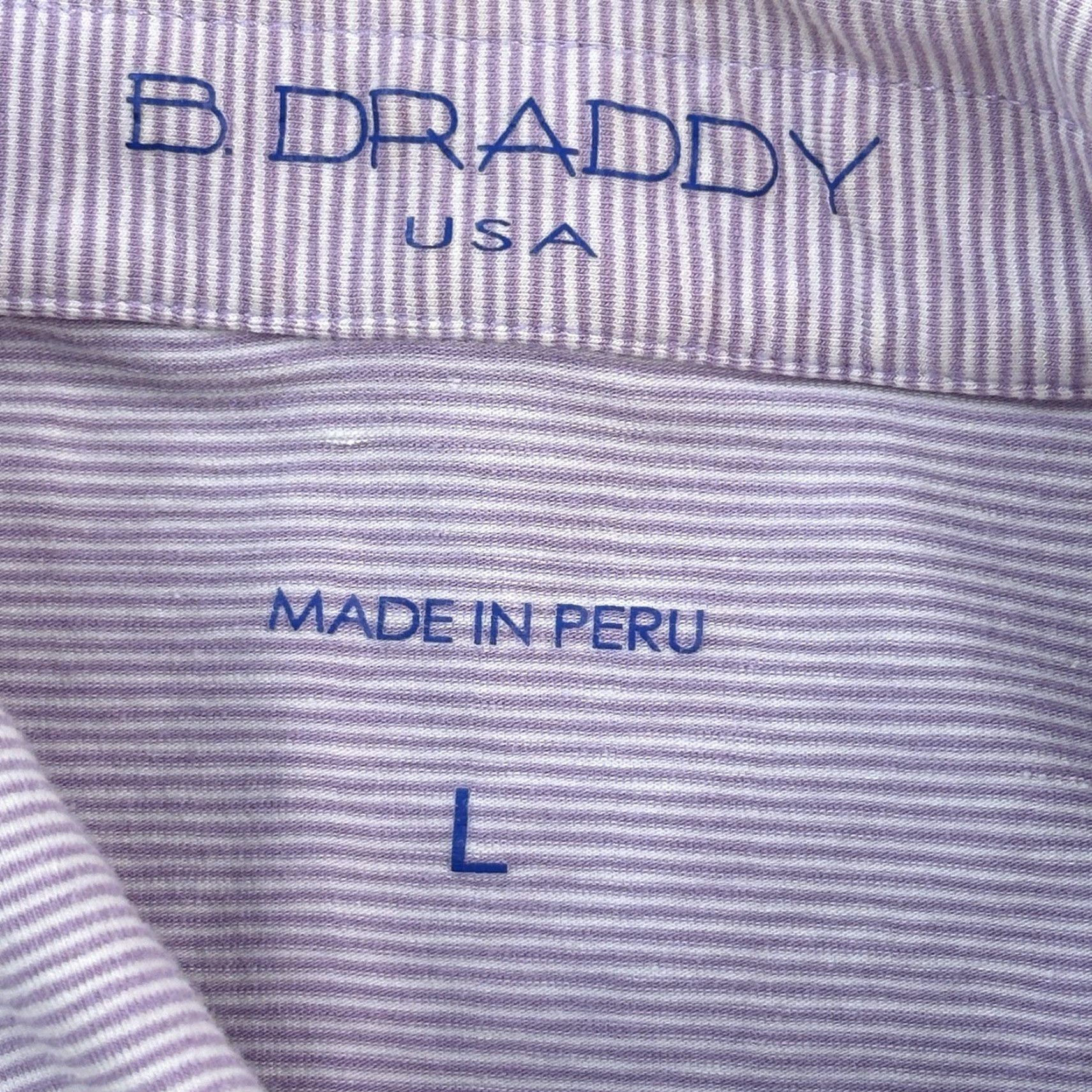 Vintage B Draddy Sport Polo Shirt Mens Large Purple Stripe Embroidered Performance Golf Shirt Size US L / EU 52-54 / 3 - 3 Thumbnail
