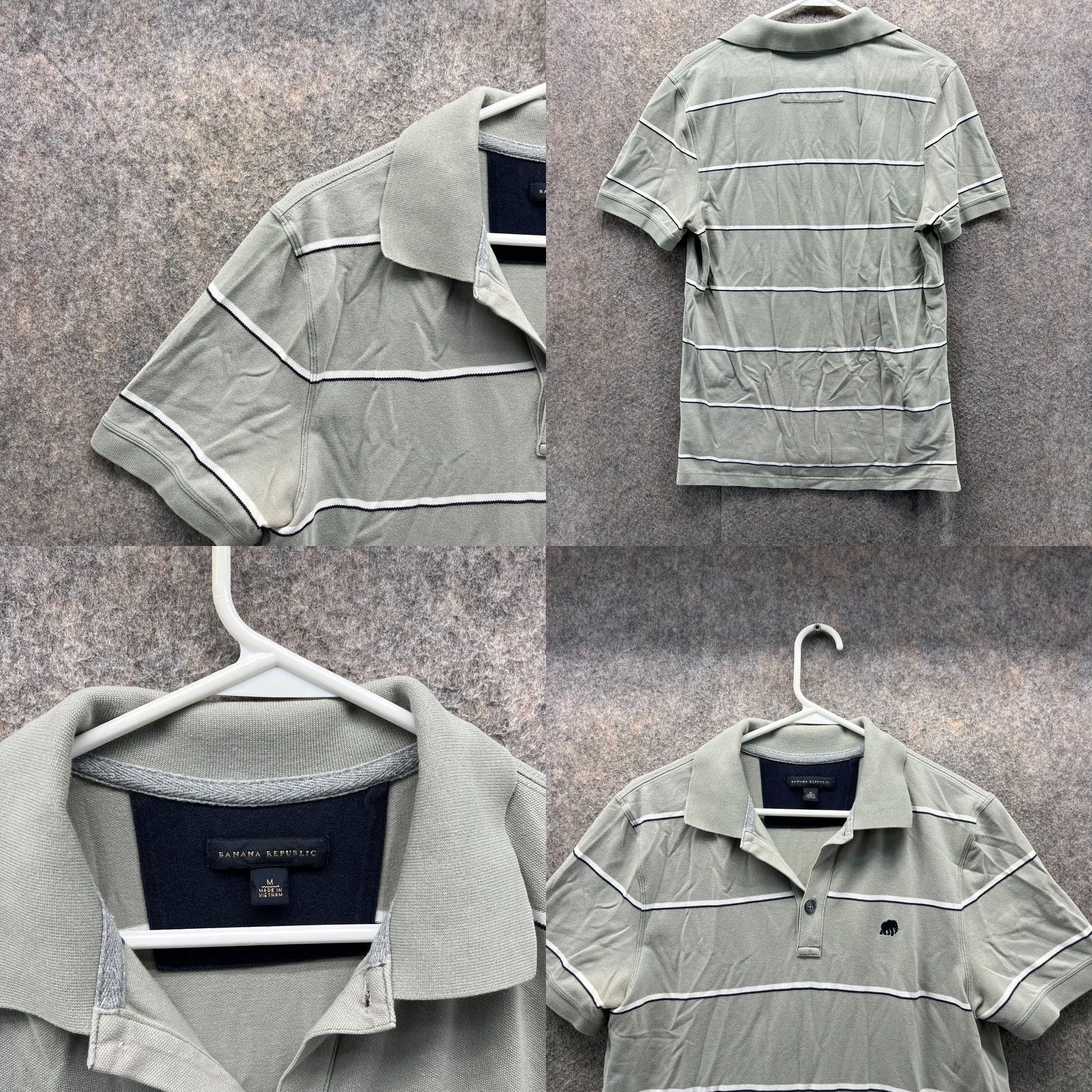 Banana Republic VINTAGE Banana Republic Polo Shirt Men Medium Adult Gray White Striped Logo Cotton Size US M / EU 48-50 / 2 - 8 Thumbnail