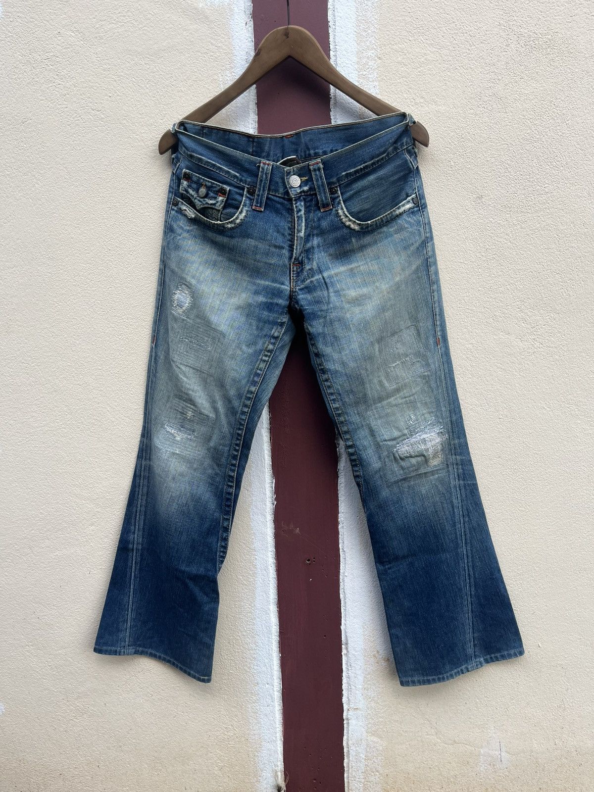 Vintage Thrashed True Religion Joey Bootcut – Heavy Fade Distress Size US 33 - 5 Thumbnail
