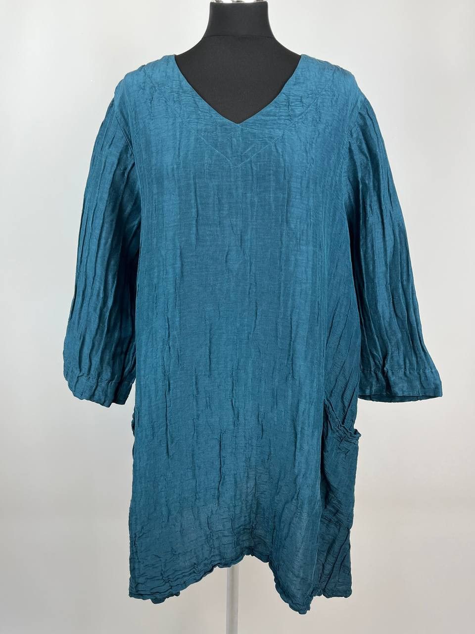 Other GRIZAS Crinkle Tunic Dress Dark Teal Lagenlook Boho Size L / US 10 / IT 46 - 1 Thumbnail