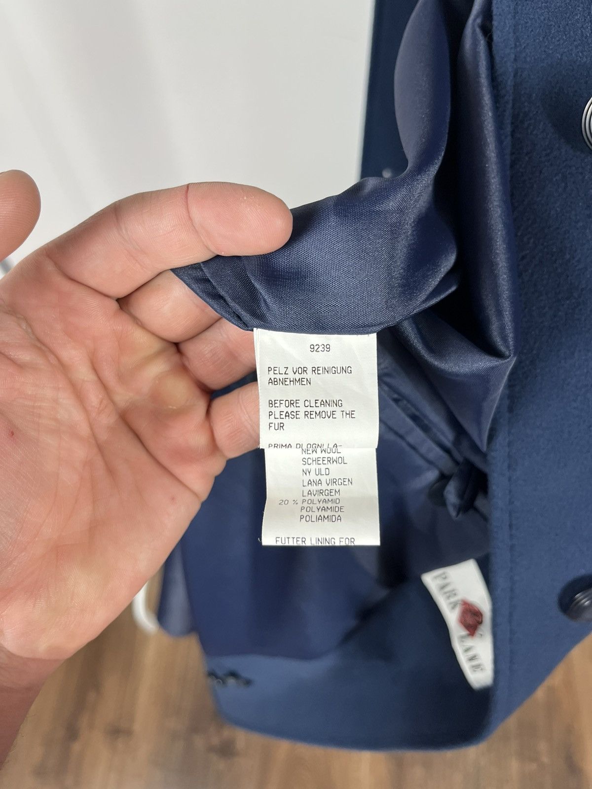 Designer Vintage Navy Wool Overcoat by Park Lane – Classic Design Size L / US 10 / IT 46 - 10 Thumbnail
