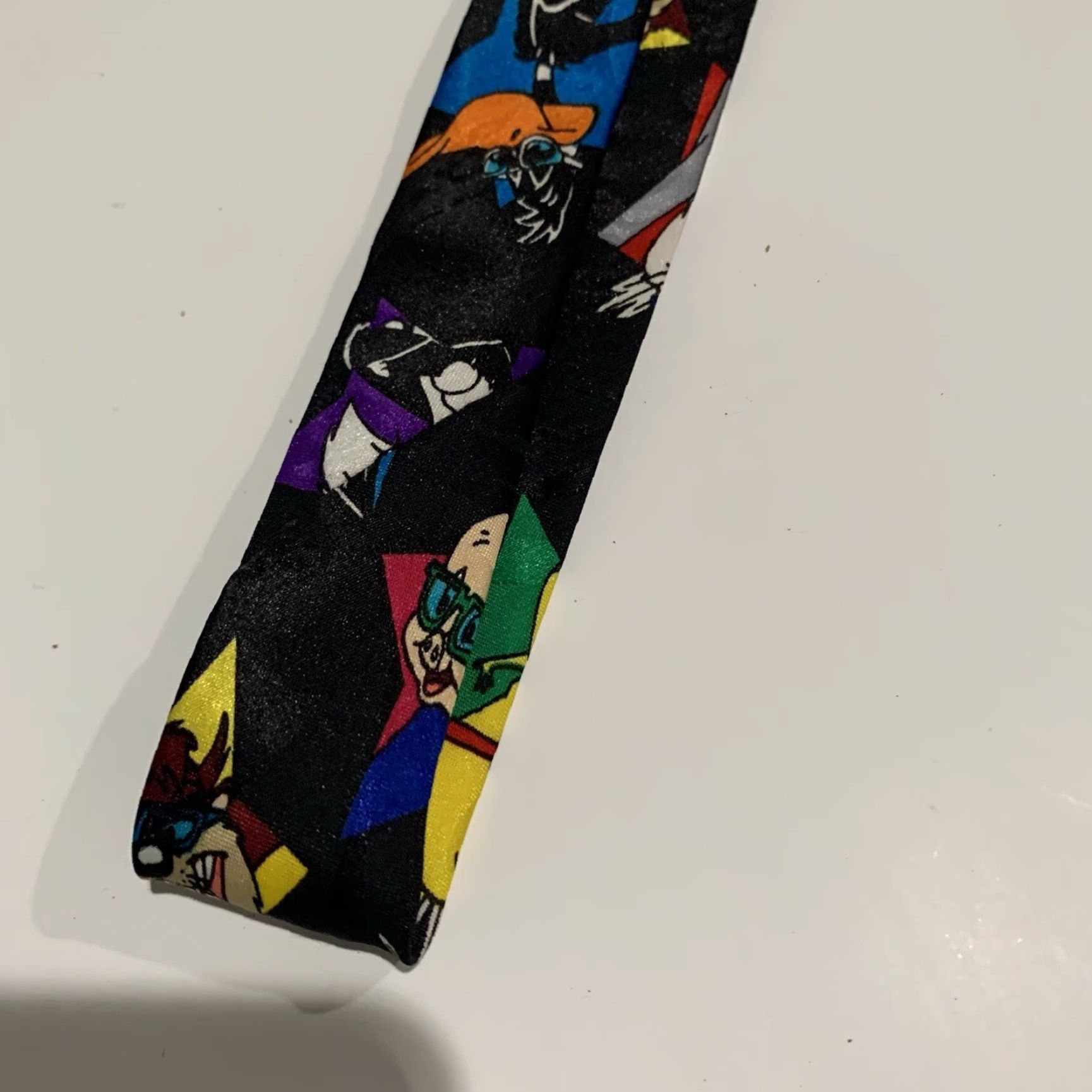 Vintage VINTAGE Looney Tunes Tie Men One Size Black Polyester Classic Width Tweety Daffy Porky Taz Sunglasses Size ONE SIZE - 5 Thumbnail