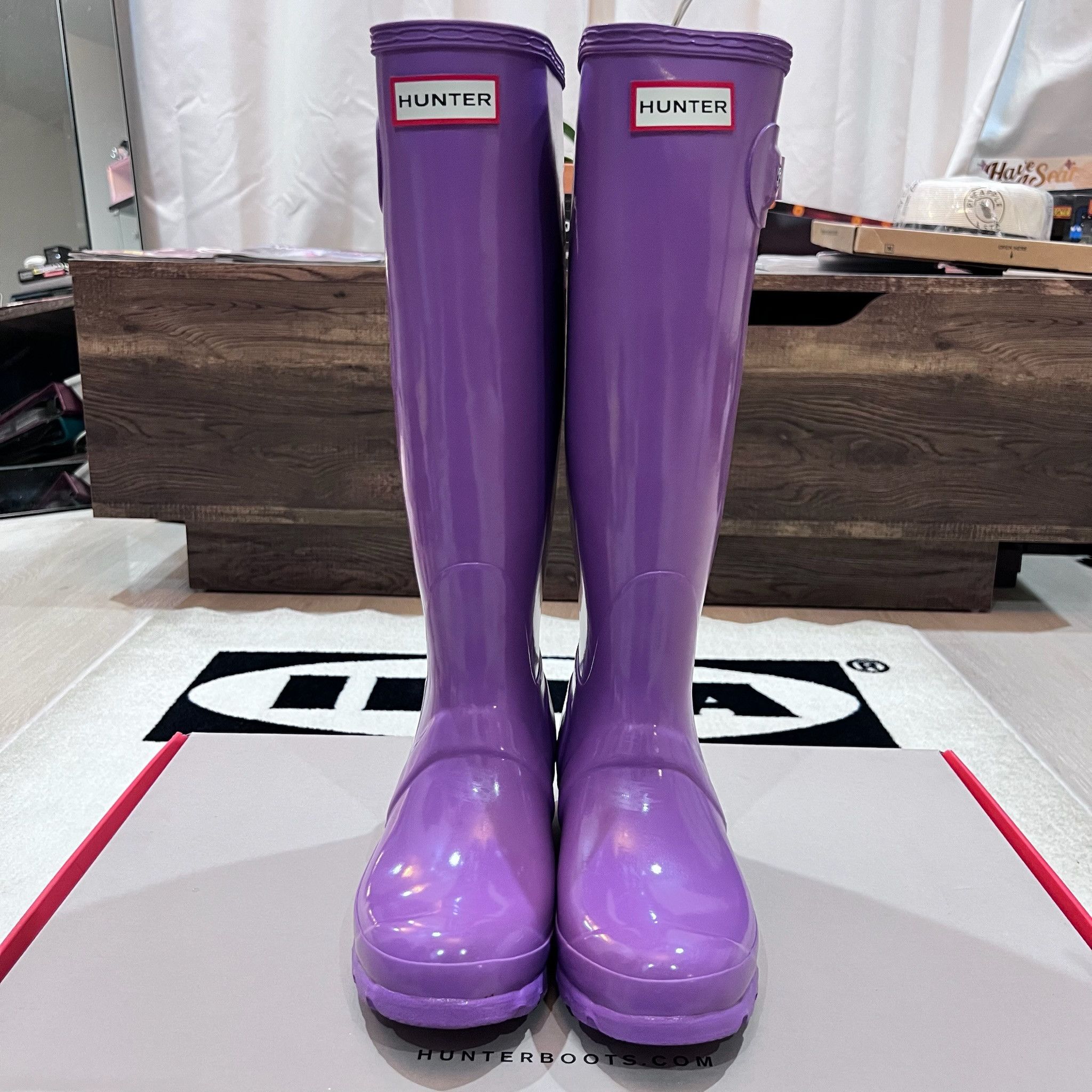 Hunter Hunter Original Tour Tall Gloss Purple Winter Rain Boots Size US 6 / IT 36 - 2 Thumbnail