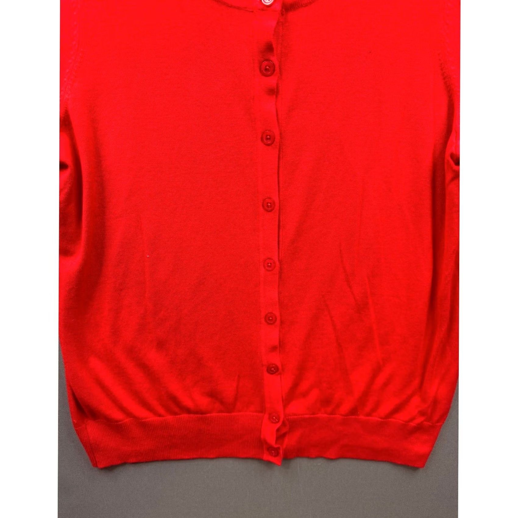 Vintage Roz & Ali Cardigan Womens Red 3/4 Sleeve Button Front Scoop Neck Large cardigan Size L / US 10 / IT 46 - 2 Thumbnail