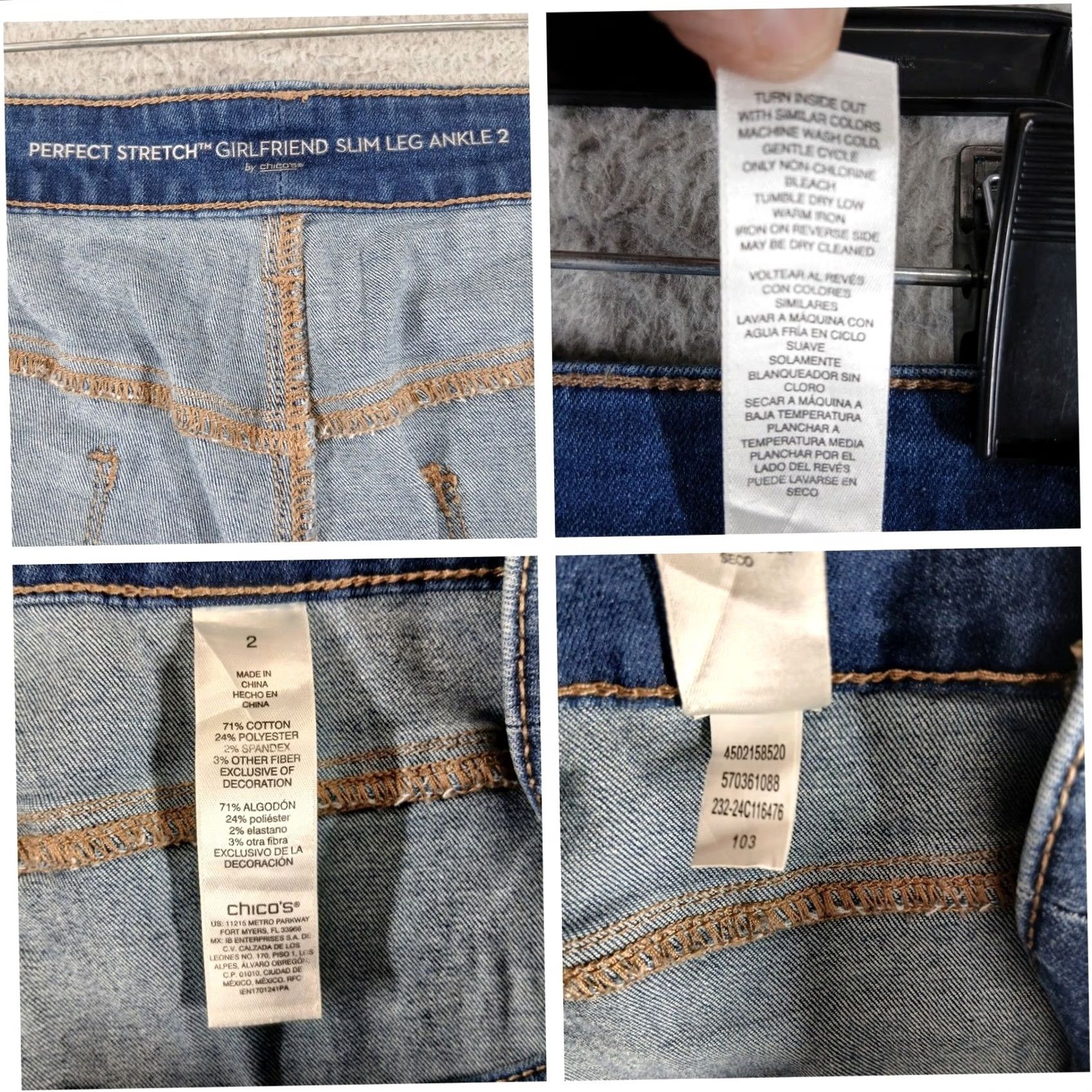 Vintage Chico's Perfect Stretch Girlfriend Slim Ankle Jean Tuxedo Stripe Blue Size 2 Size 26" / US 2 / IT 38 - 4 Thumbnail