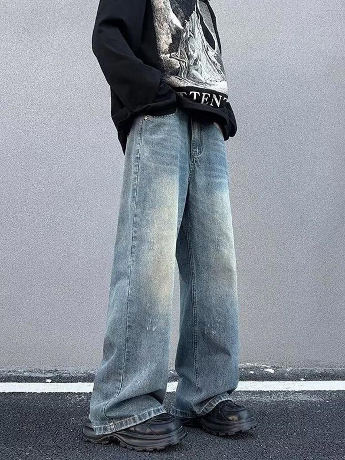 Vintage Washed Blue Loose Straight Wide Leg Denim Jeans Size US 28 / EU 44 - 6 Thumbnail