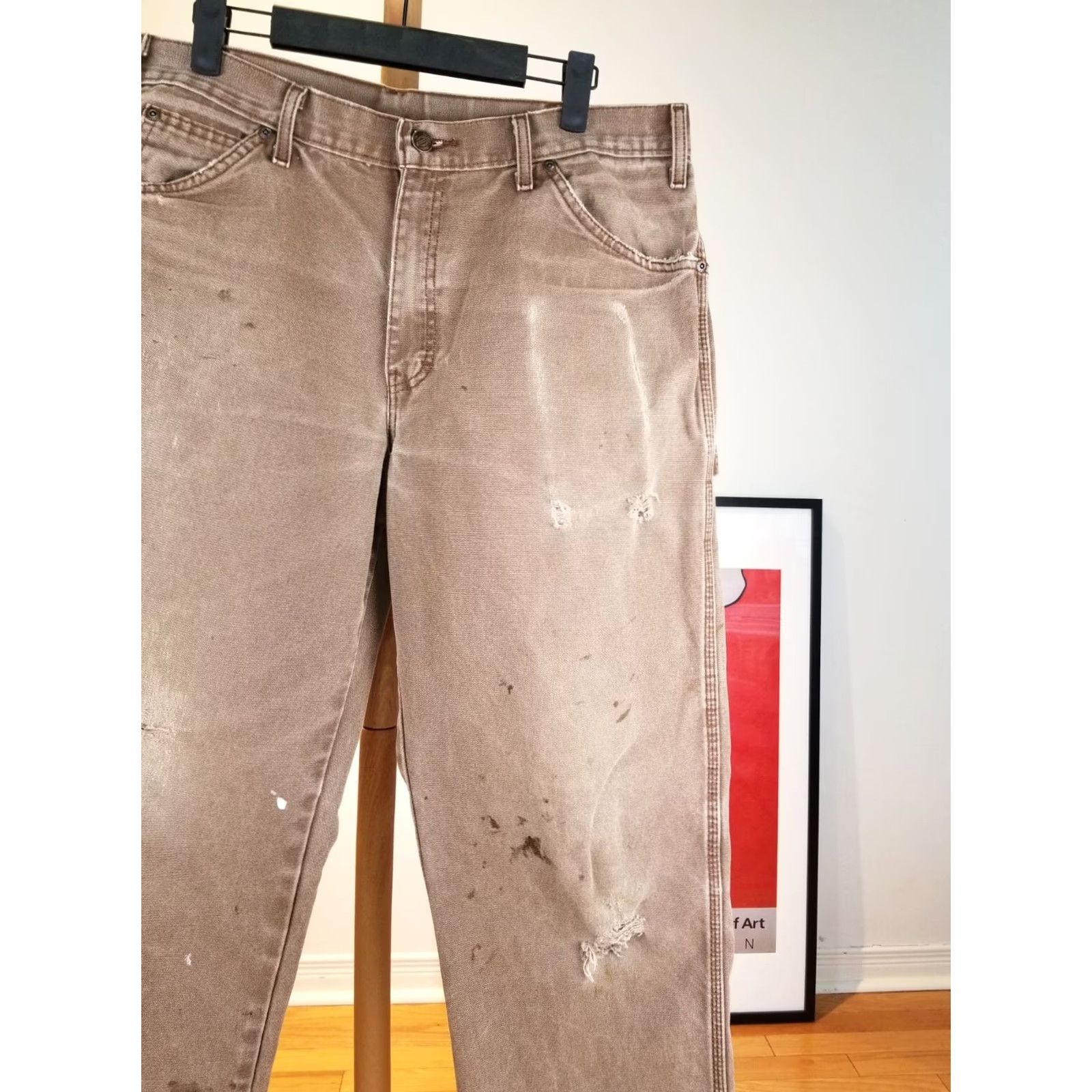 Dickies VINTAGE Y2K DICKIES DUCK DISTRESSED TRASHED CARPENTER PAINTER PANTS SZ 34 Mens Pants Brown 34 33 42 Canvas Cotton Carpenter 34 inches Size US 34 / EU 50 - 3 Thumbnail