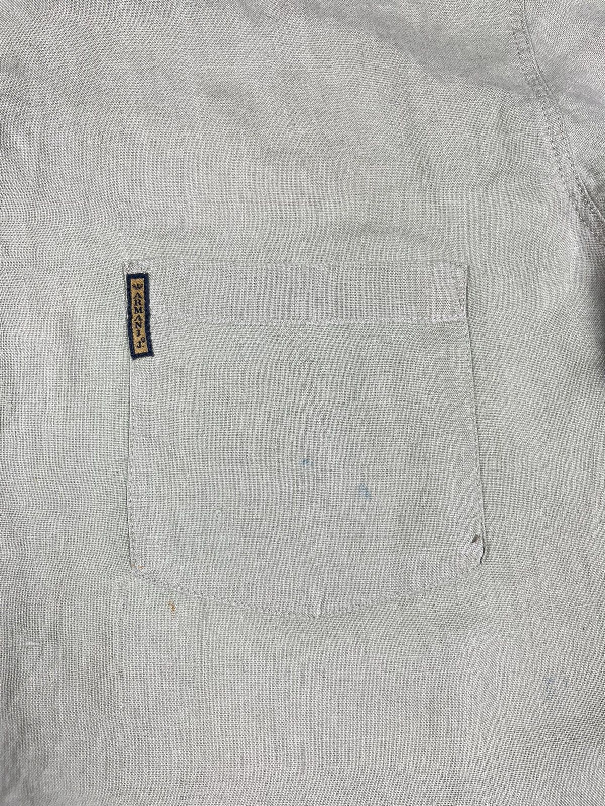 Armani Vintage Armani Jeans Linen Shirt ShortSleeve Button Up Green Size US M / EU 48-50 / 2 - 3 Thumbnail