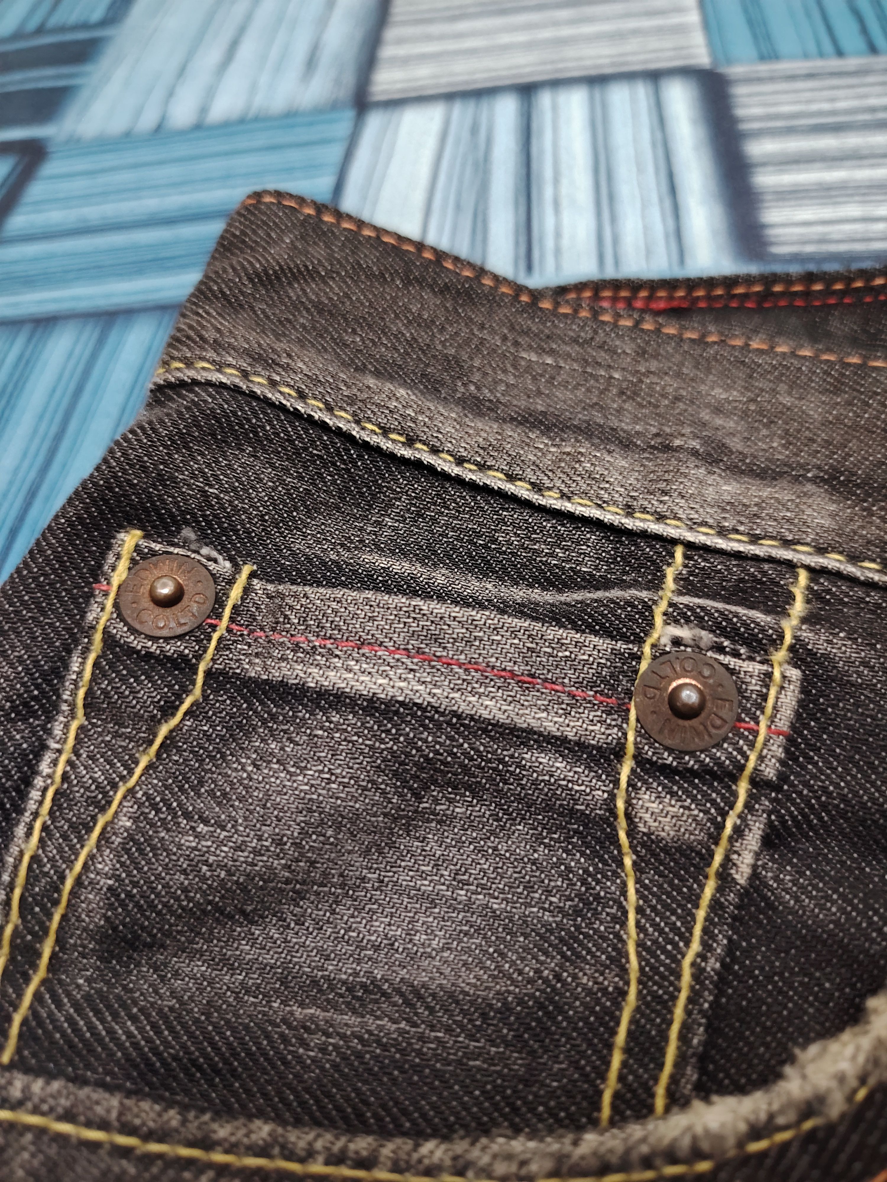 Edwin Japanese Edwin 503 Blue Trip Black Flared Jeans Size US 30 / EU 46 - 20 Thumbnail