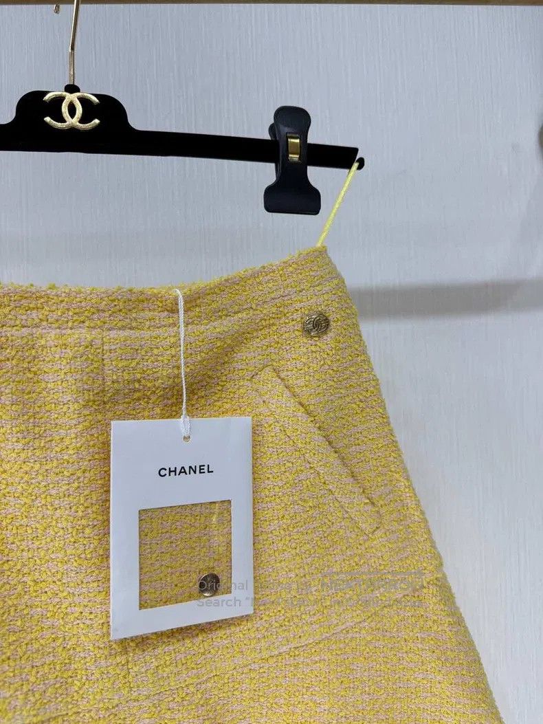 Chanel Chanel 21P chick yellow twill tweed skirt Size 42" / US 20 - 2 Thumbnail