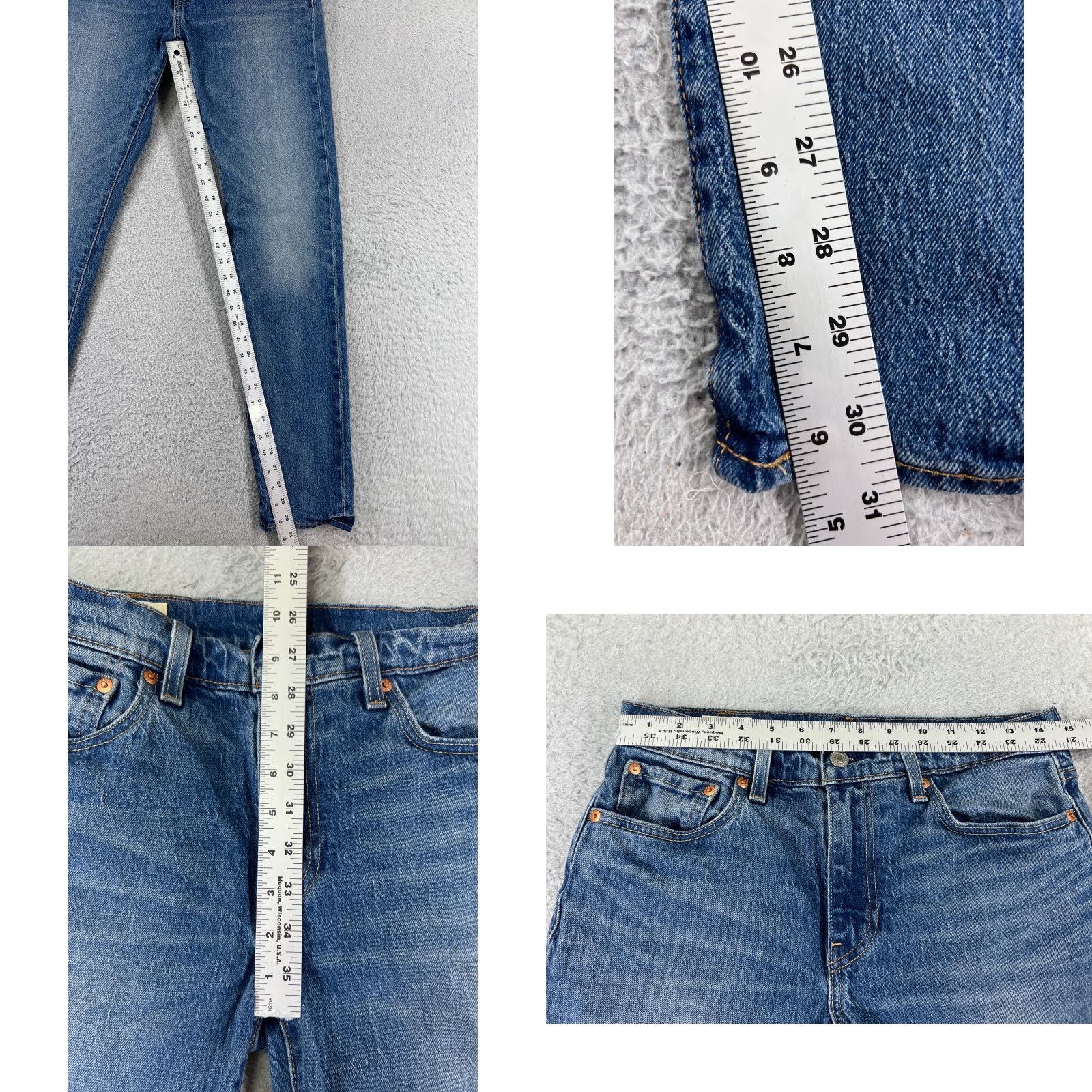 Levi's VINTAGE Levis Jeans Adult 30 Blue Denim Levi's 502 Slim Straight 5-Pocket Denim Jeans 30x28 Cotton Blend Distressed Medium Wash Mens Jeans Size US 30 / EU 46 - 9 Thumbnail