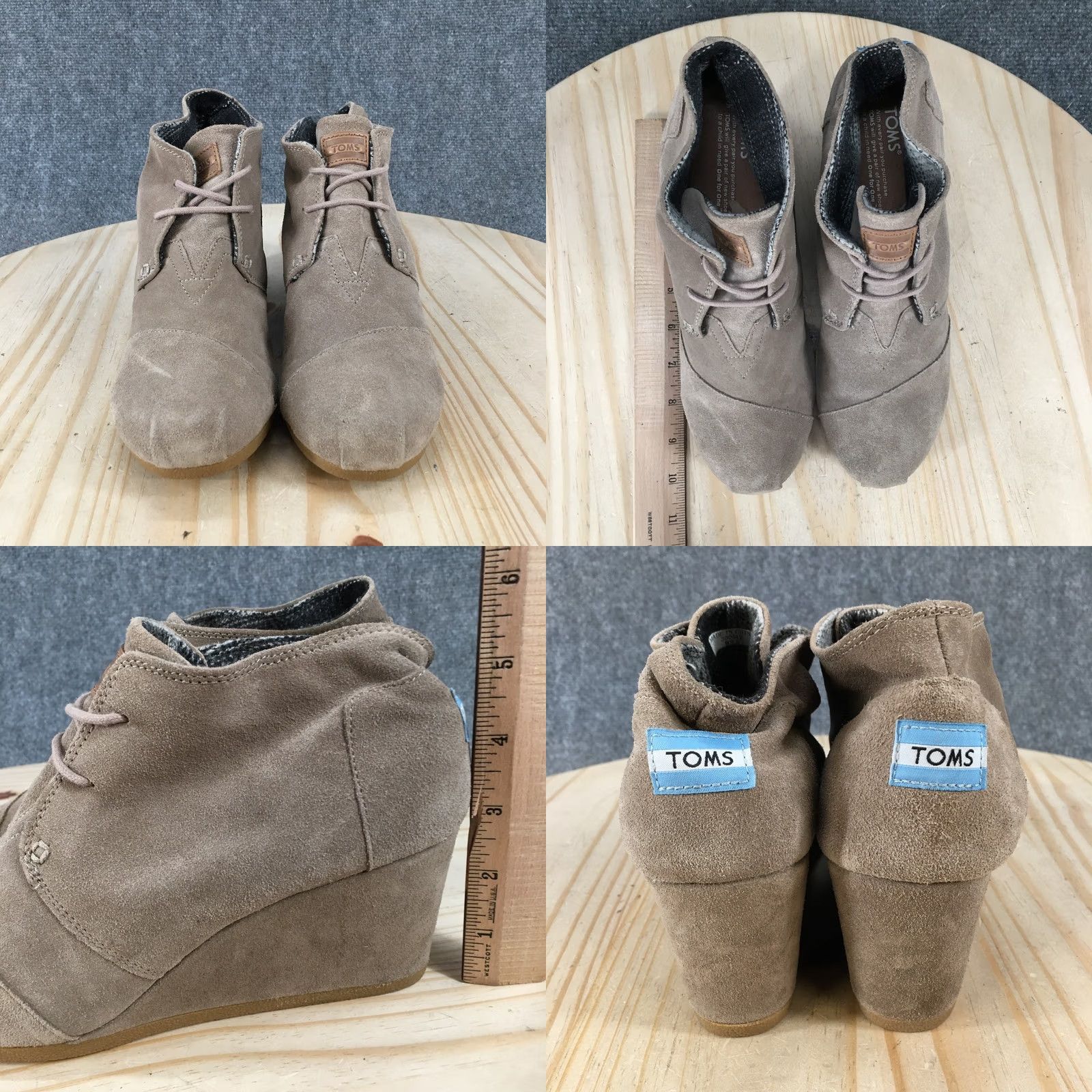 Toms TOMS Boots Womens 9.5 Desert Wedge Ankle Bootie Brown Suede Lace Up Casual Shoes Size US 10 / IT 40 - 8 Thumbnail
