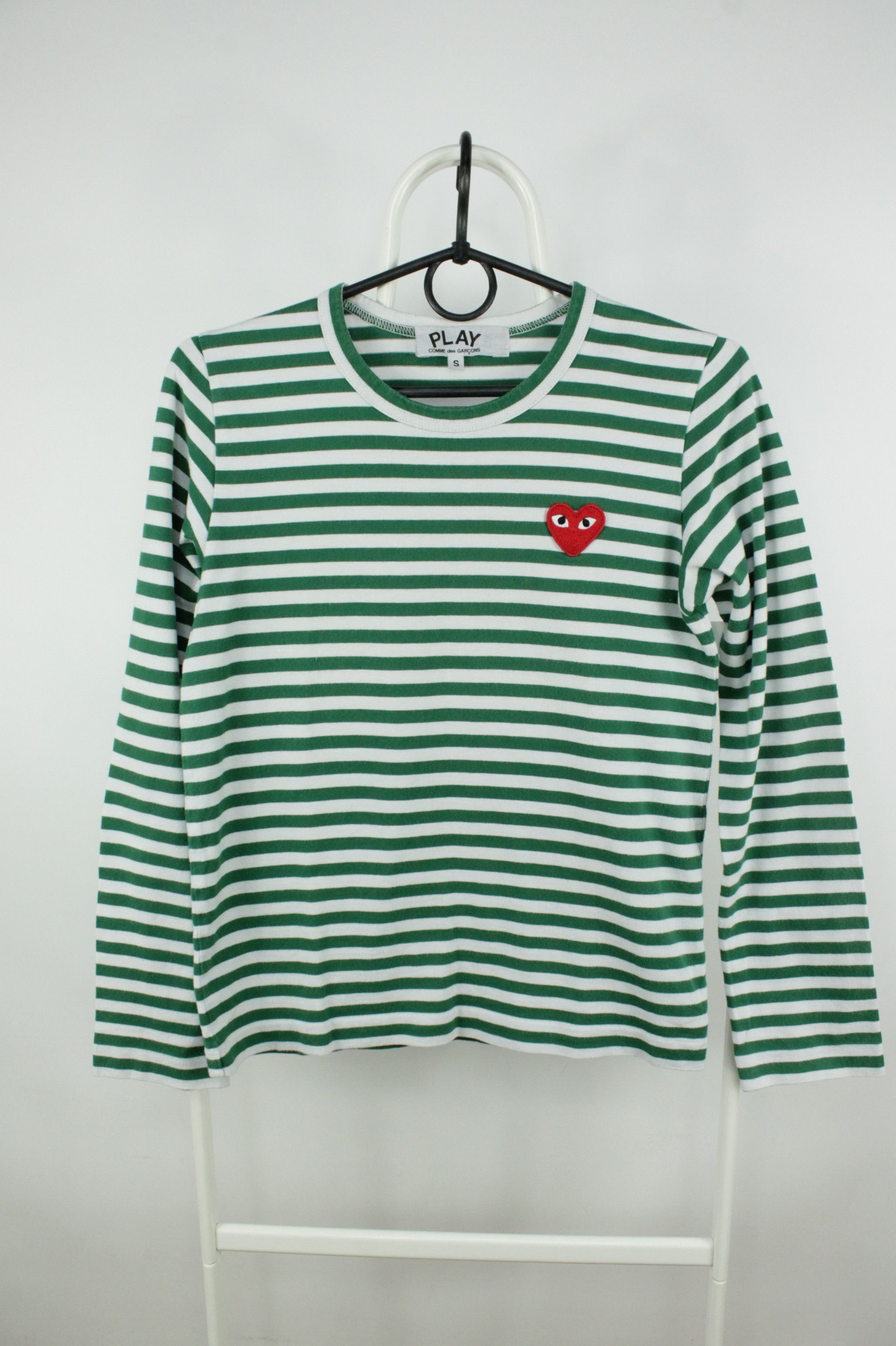 Comme des Garcons PLAY Comme des Garcons L/S Green Striped Cotton T-Shirt Size S / US 4 / IT 40 - 2 Thumbnail