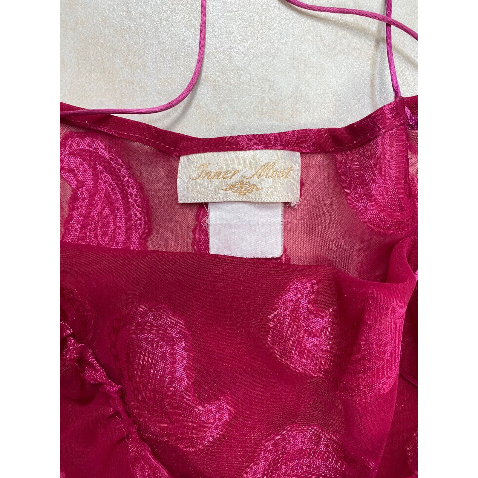 Other VTG Inner Most Pink Paisley Sheer Midi Dress Size 34" / US 12 / IT 48 - 4 Thumbnail