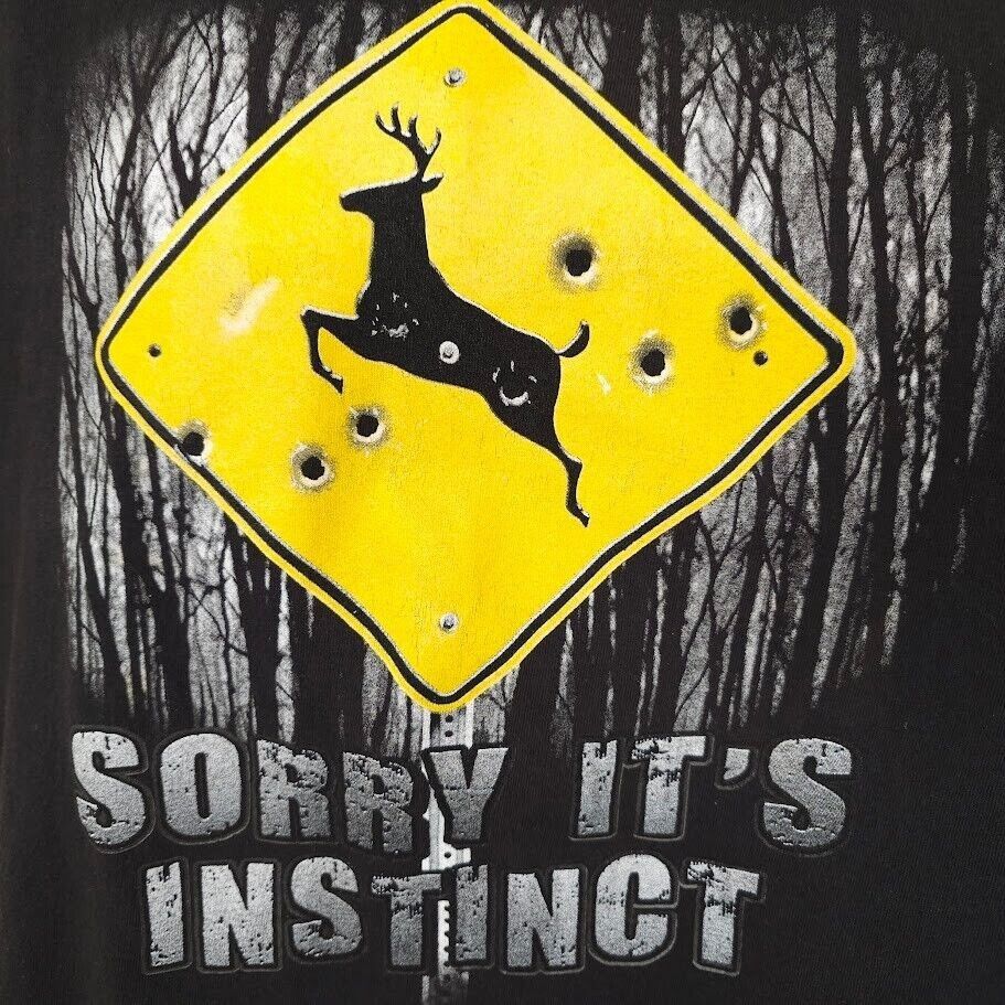 Delta Deer Hunting T Shirt Mens Size XL Black Sorry Its Instinct Size US XL / EU 56 / 4 - 2 Thumbnail