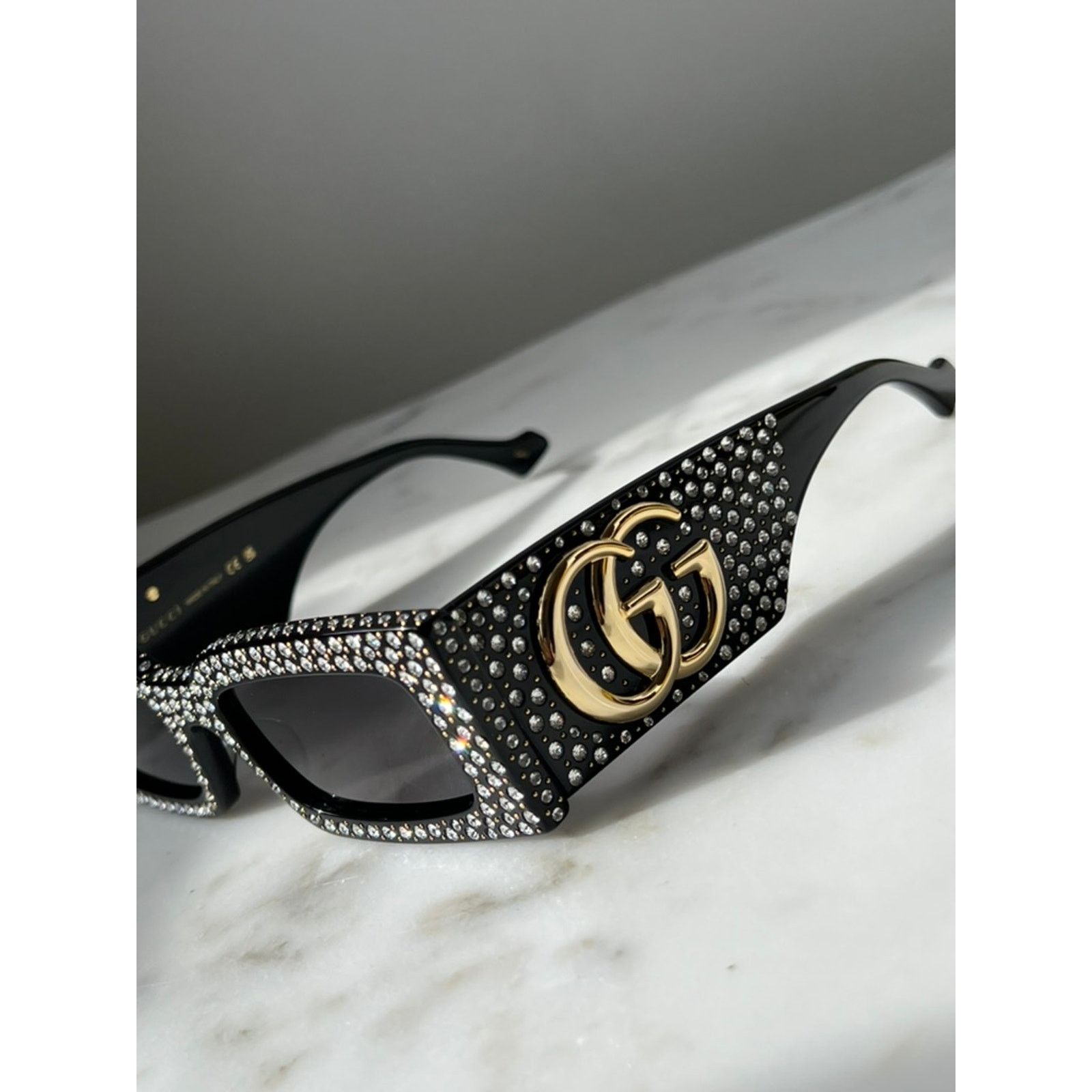 Gucci NEW Gucci GG1425S Crystal Black Marmont Sunglasses $1305 Size ONE SIZE - 3 Thumbnail