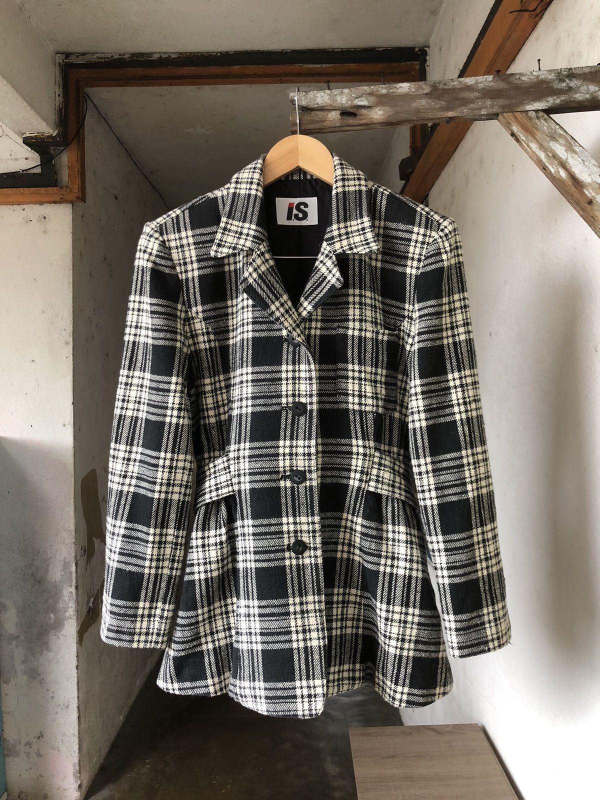 Issey Miyake Vintage Issey Miyake IS Cotton Checked Coat Jacket Size M / US 6-8 / IT 42-44 - 1 Thumbnail