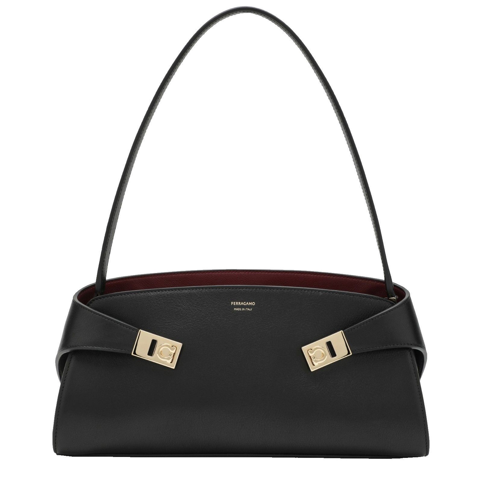 Salvatore Ferragamo FERRAGAMO Hug East West Navy Dark Brown Calfskin Shoulder Ba Size ONE SIZE - 1 Thumbnail