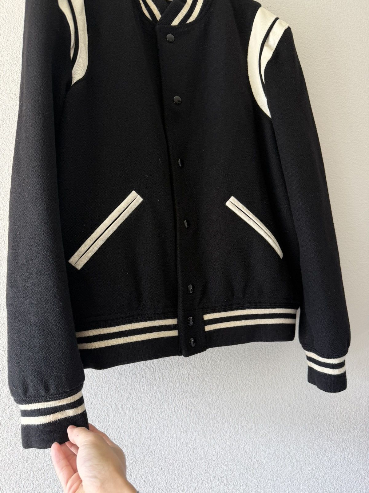 Saint Laurent Paris Classic Wool Teddy Varsity Jacket 52 Size US L / EU 52-54 / 3 - 3 Thumbnail